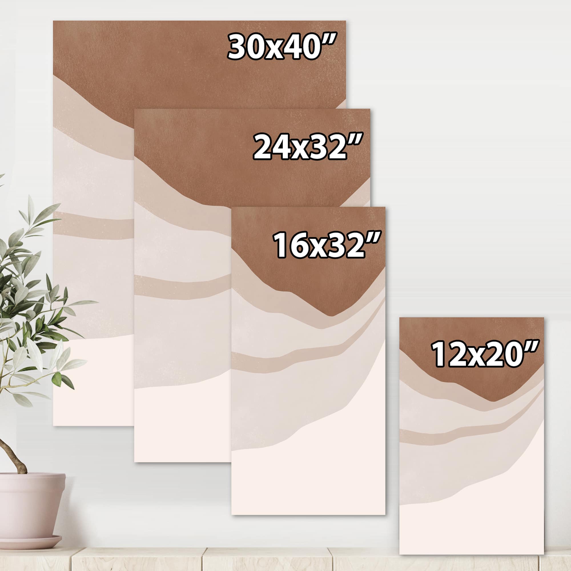 Designart - Terracotta and Ivory Shapes with Scuff Effect - Modern Canvas Wall Art Print