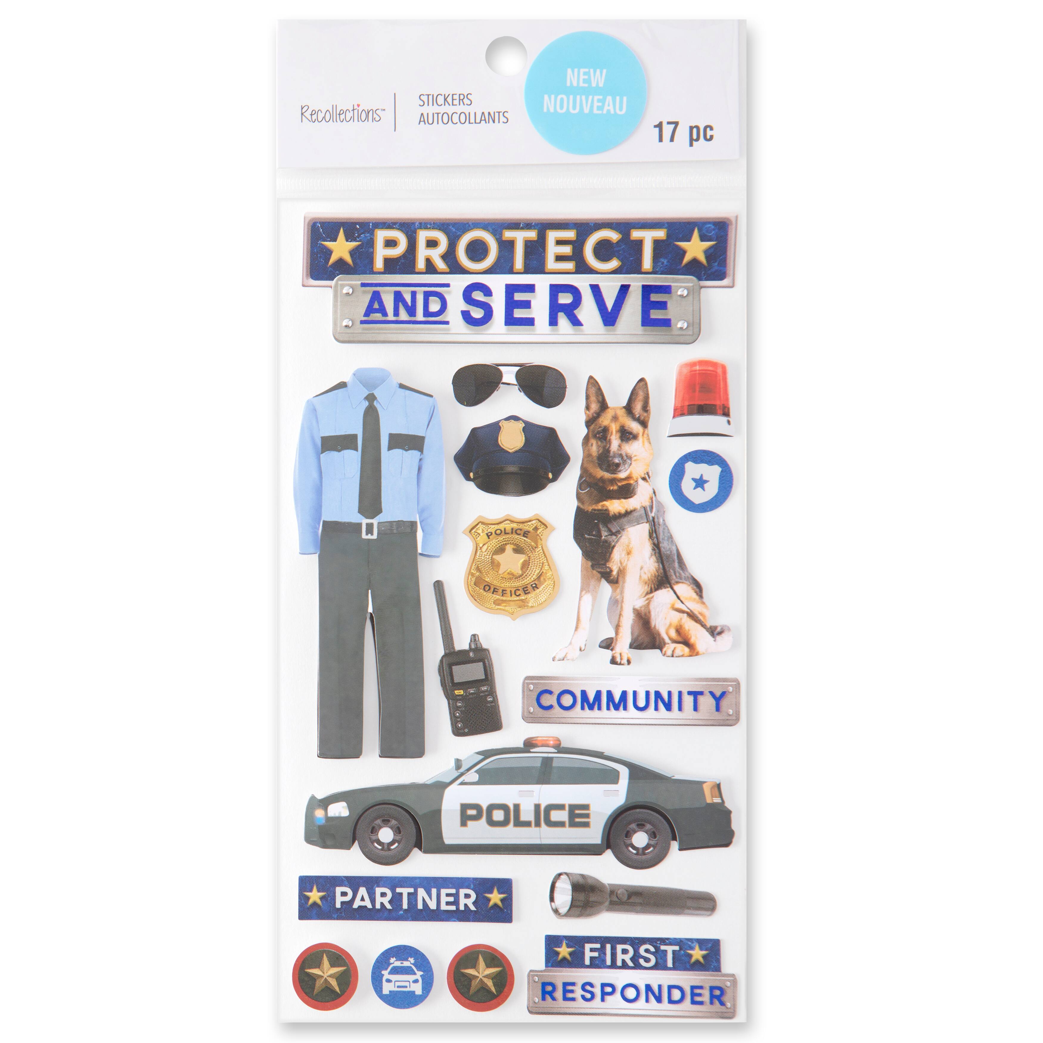 12 Pack: Police Dimensional Stickers by Recollections™