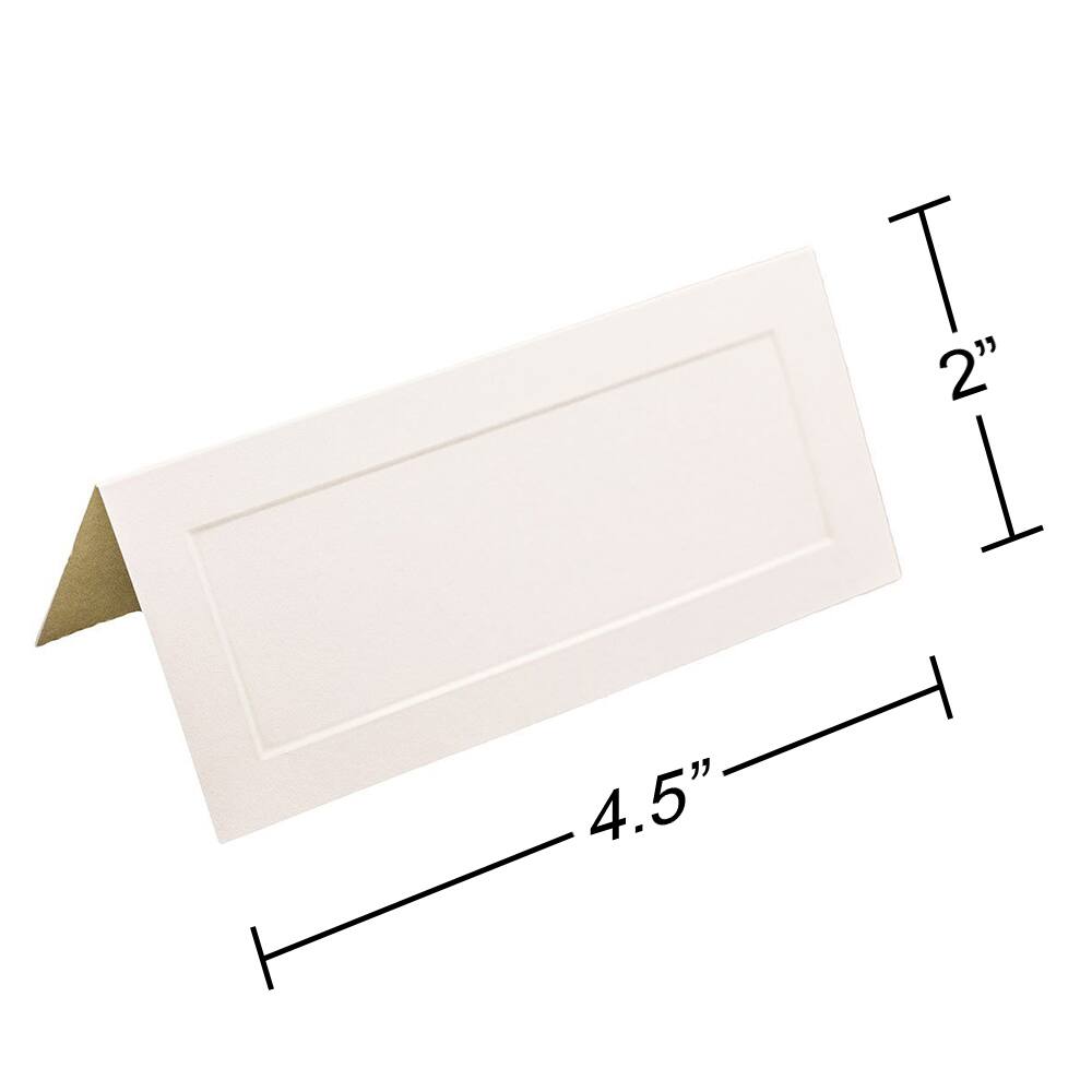 JAM Paper Embossed Border Off White Fold-Over Wedding Table Place Cards, 100ct.