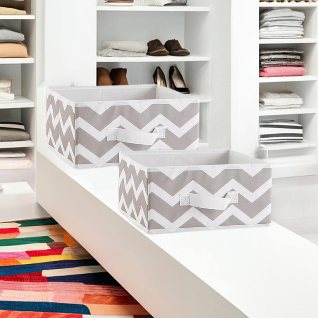 DII® 11" Gray Chevron Square Bin Set, 2ct. | 11" x 11" x 5.5" | Michaels®
