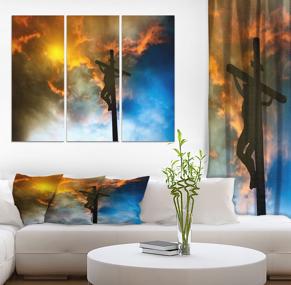 Designart - Jesus on the cross - Spiritual Religious on Wrapped Canvas set