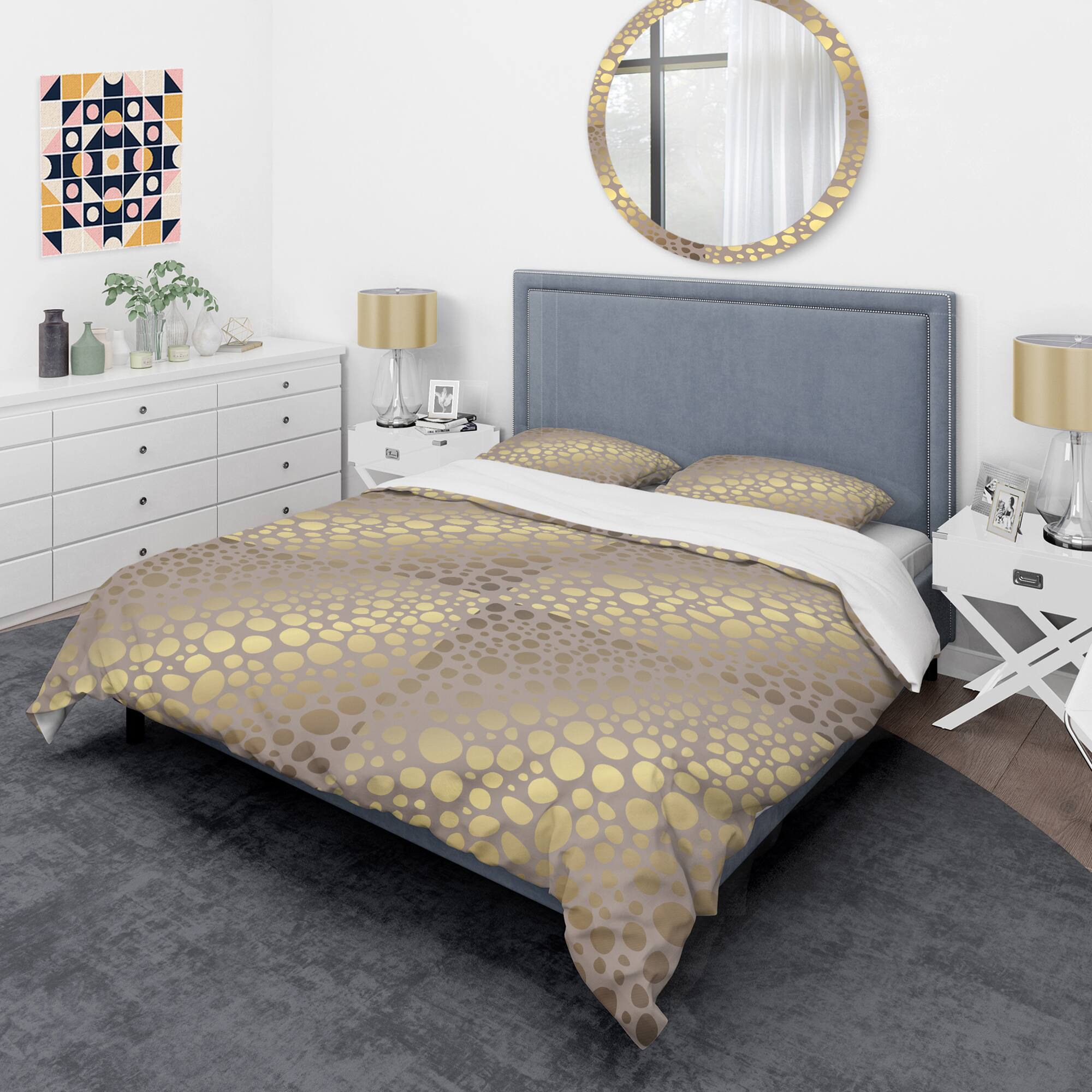 Designart &#x27;Golden Marble Design III&#x27; Mid-Century Duvet Cover Set
