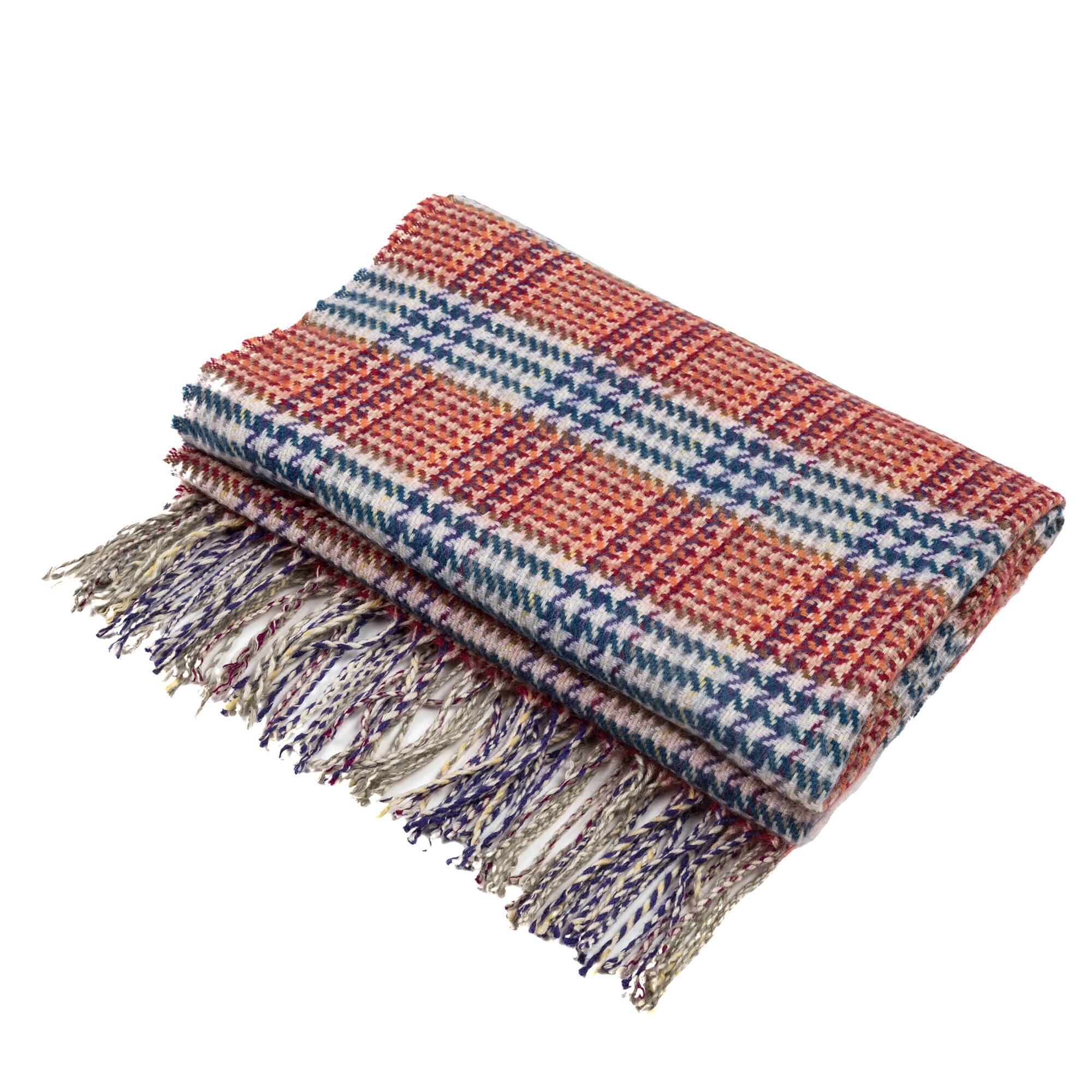 Glitzhome® 70" Orange, White & Gray Scarf with Tassels