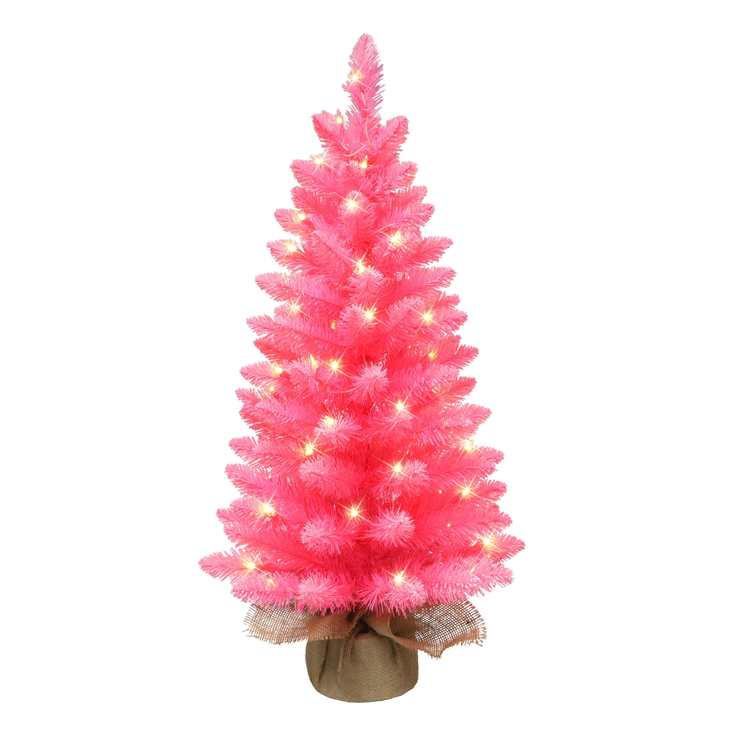 3ft. Pre-Lit Pink Artificial Christmas Tree, Clear LED Lights