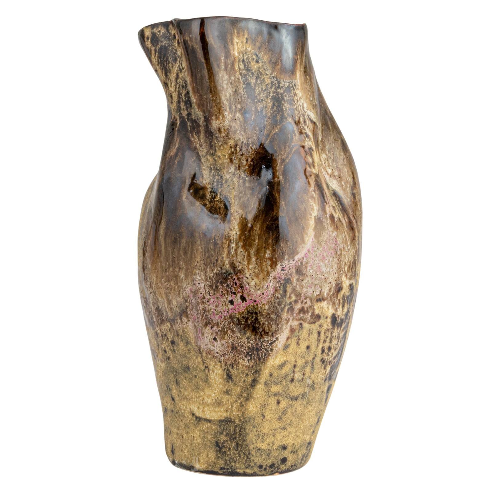 Hello Honey&#xAE; 10.5&#x22; Multicolor Hand-Painted Stoneware Organic Vase with Reactive Glaze