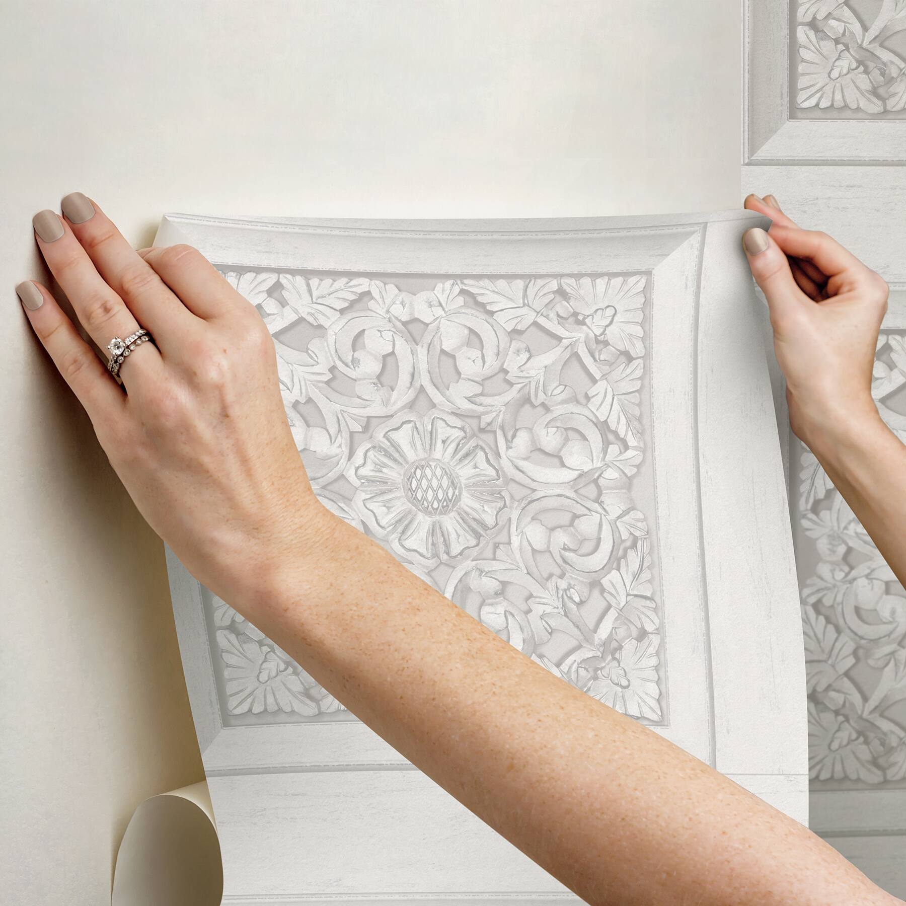 InHome Carved Floral Peel &#x26; Stick Wallpaper