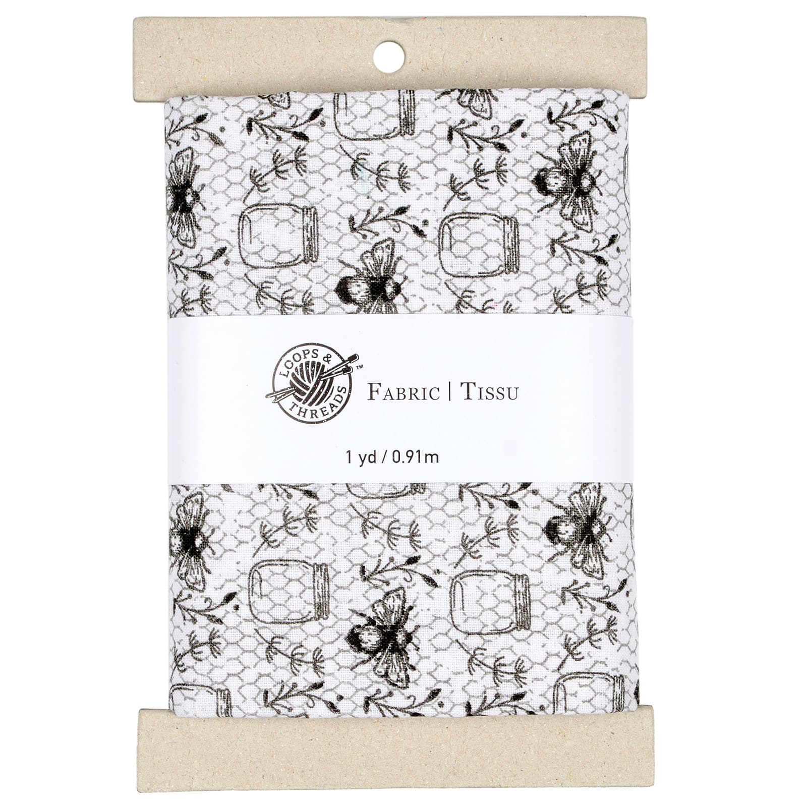 Black & White Bees Cotton Fabric Bundle by Loops & Threads™