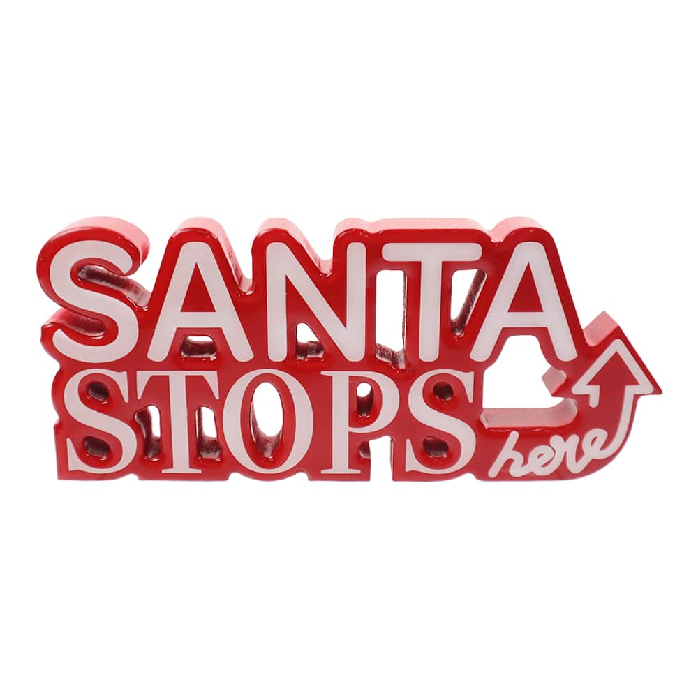 10&#x22; Santa Stops Here Tabletop Sign by Ashland&#xAE;