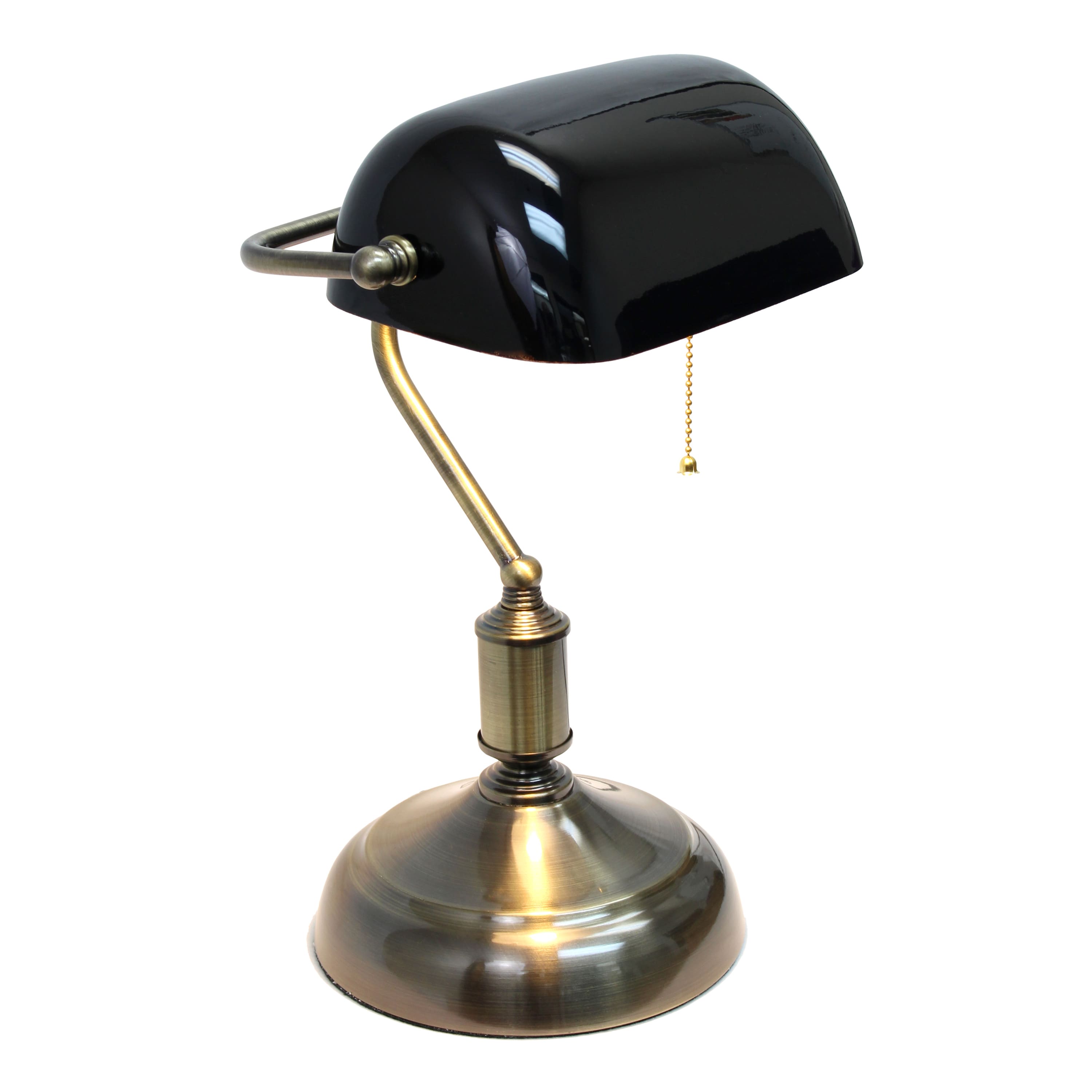 Simple Designs 15" Executive Banker's Desk Lamp with Glass Shade