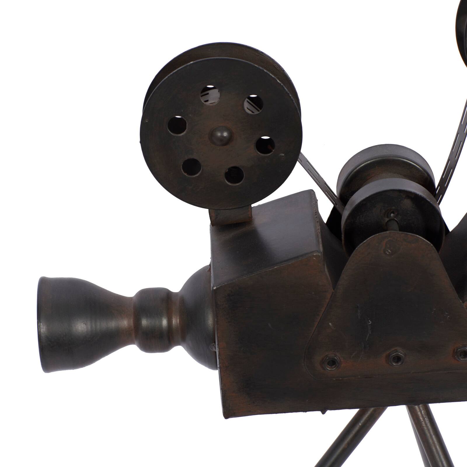 15&#x22; Brown Metal Vintage Movie Camera Sculpture