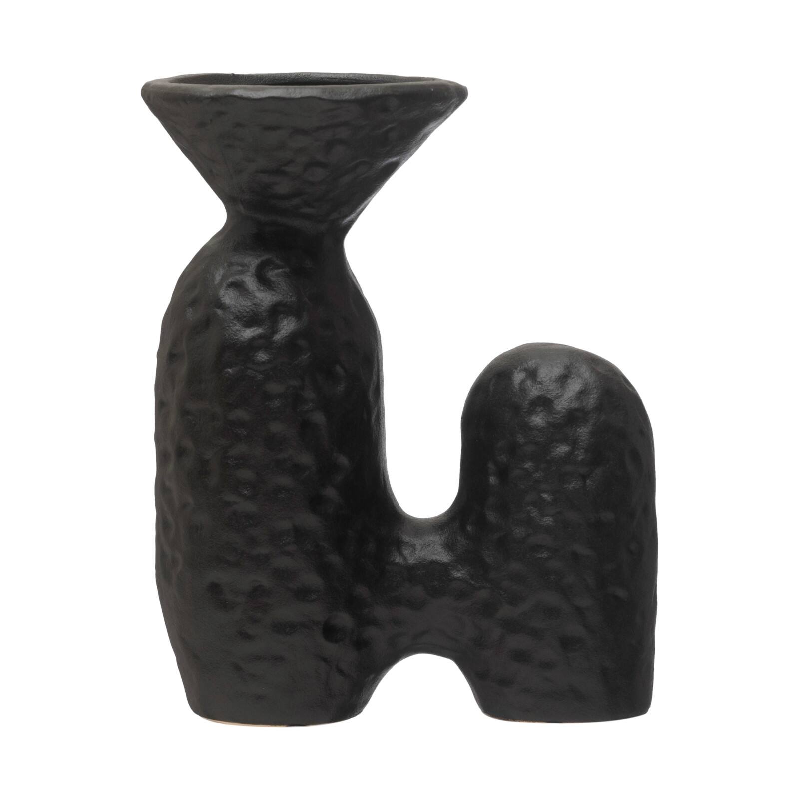 Hello Honey® 8" Matte Black Textured Stoneware Sculptural Vase