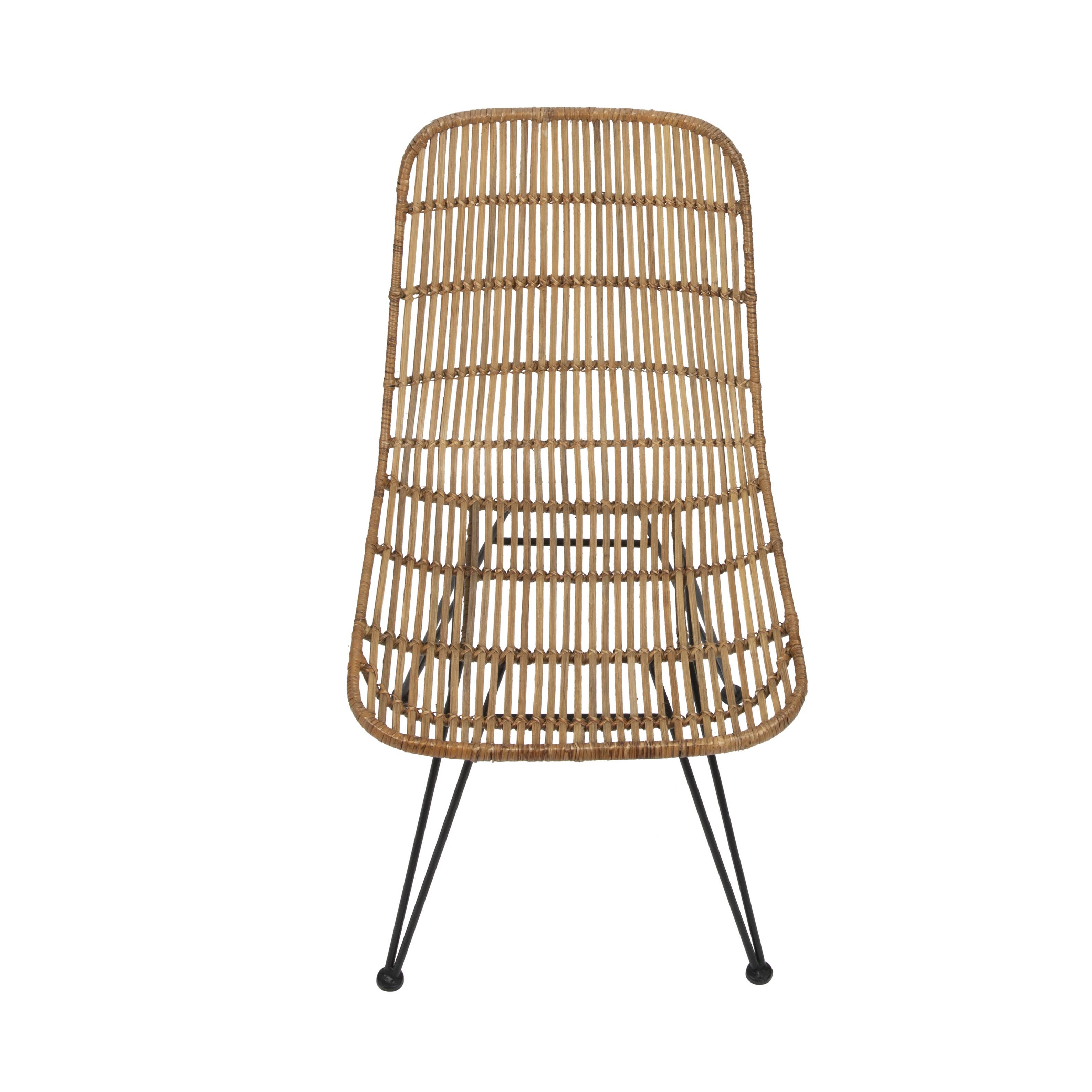 Hello Honey® Natural & Black Boho Rattan & Metal Dining Chair