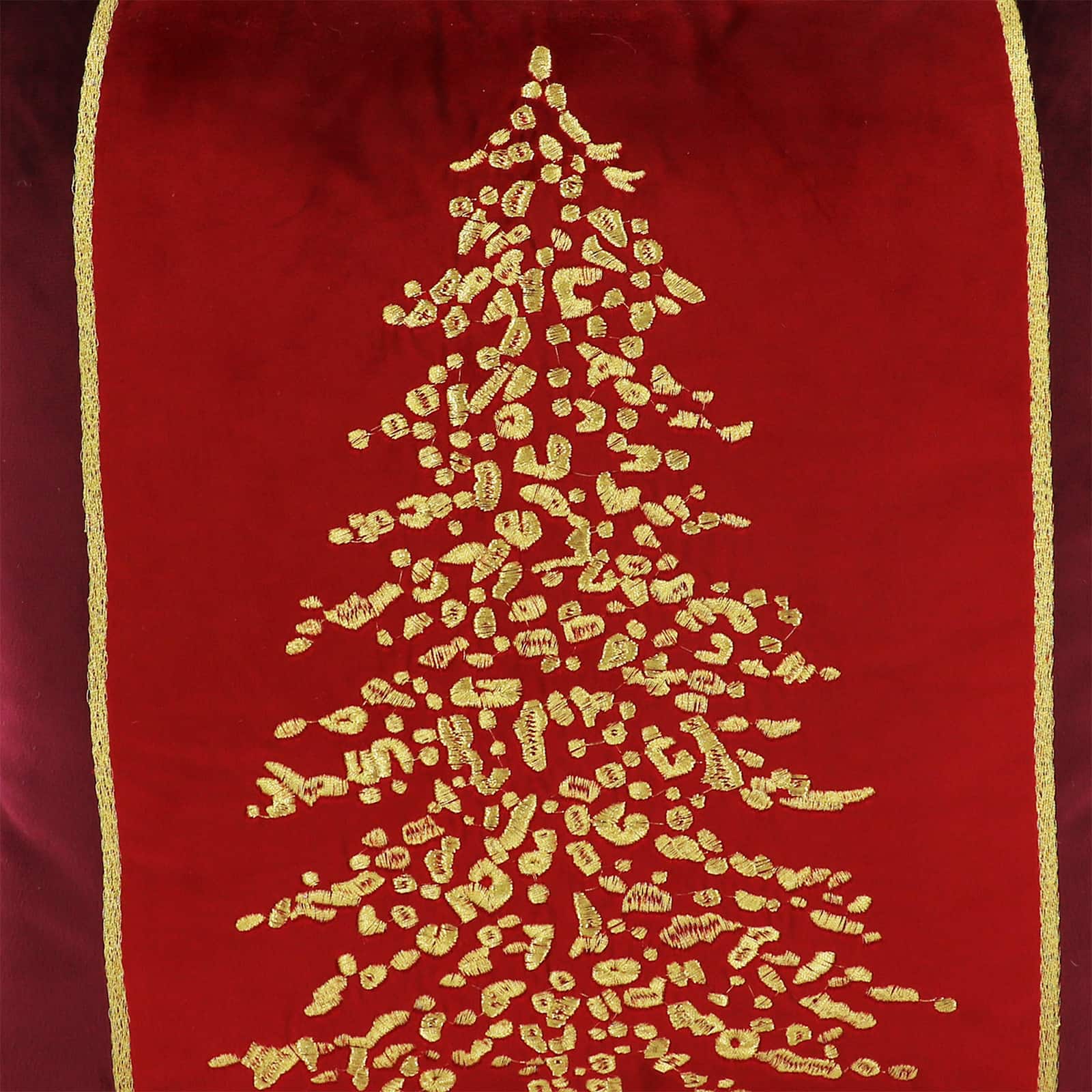 Coussin décoratif bordeaux et doré à motif d’arbre de Noël de 40,6 cm x 40,6 cm d’Ashland
