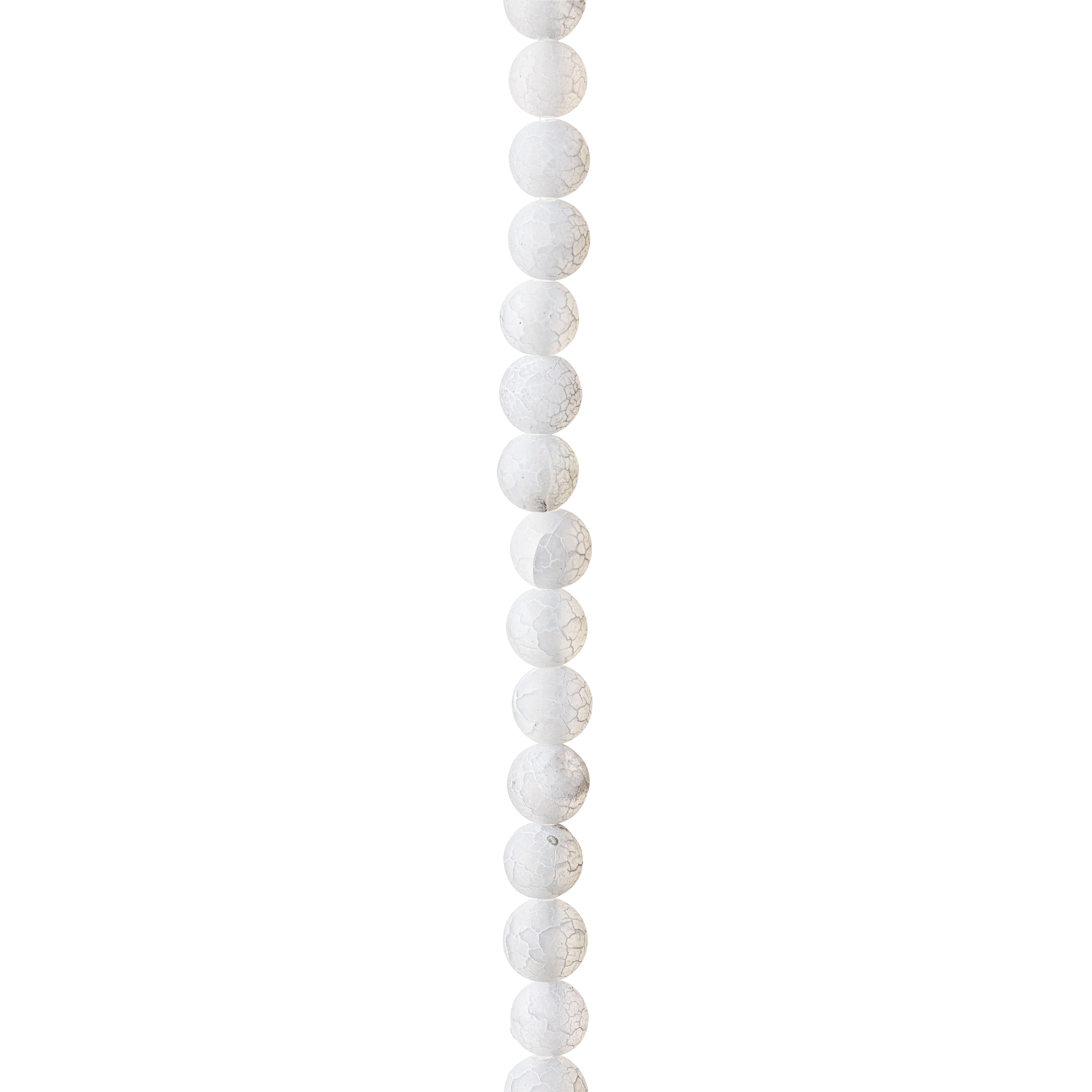 12 Pack: Matte White Crackle Agate Round Beads, 6mm by Bead Landing™