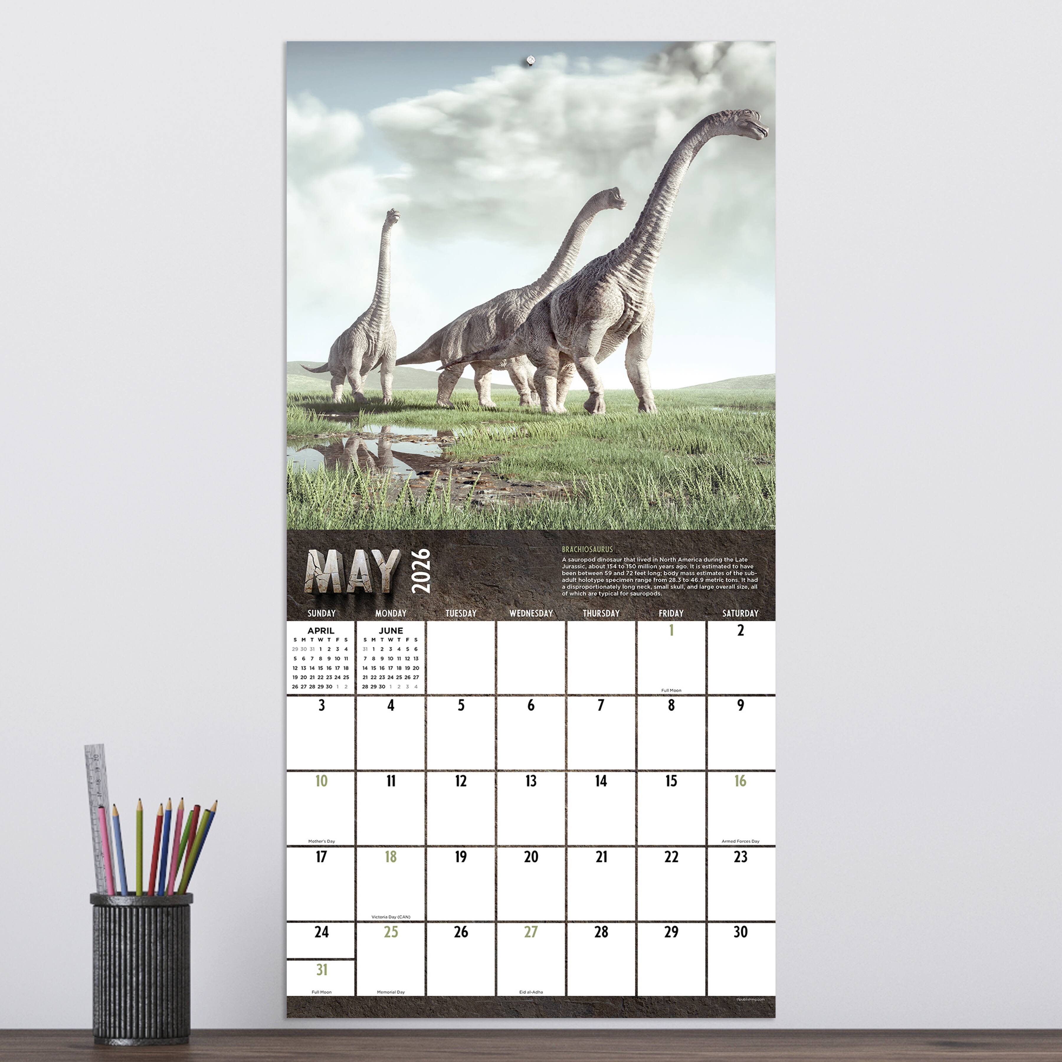 2026 Dinosaurs Wall Calendar