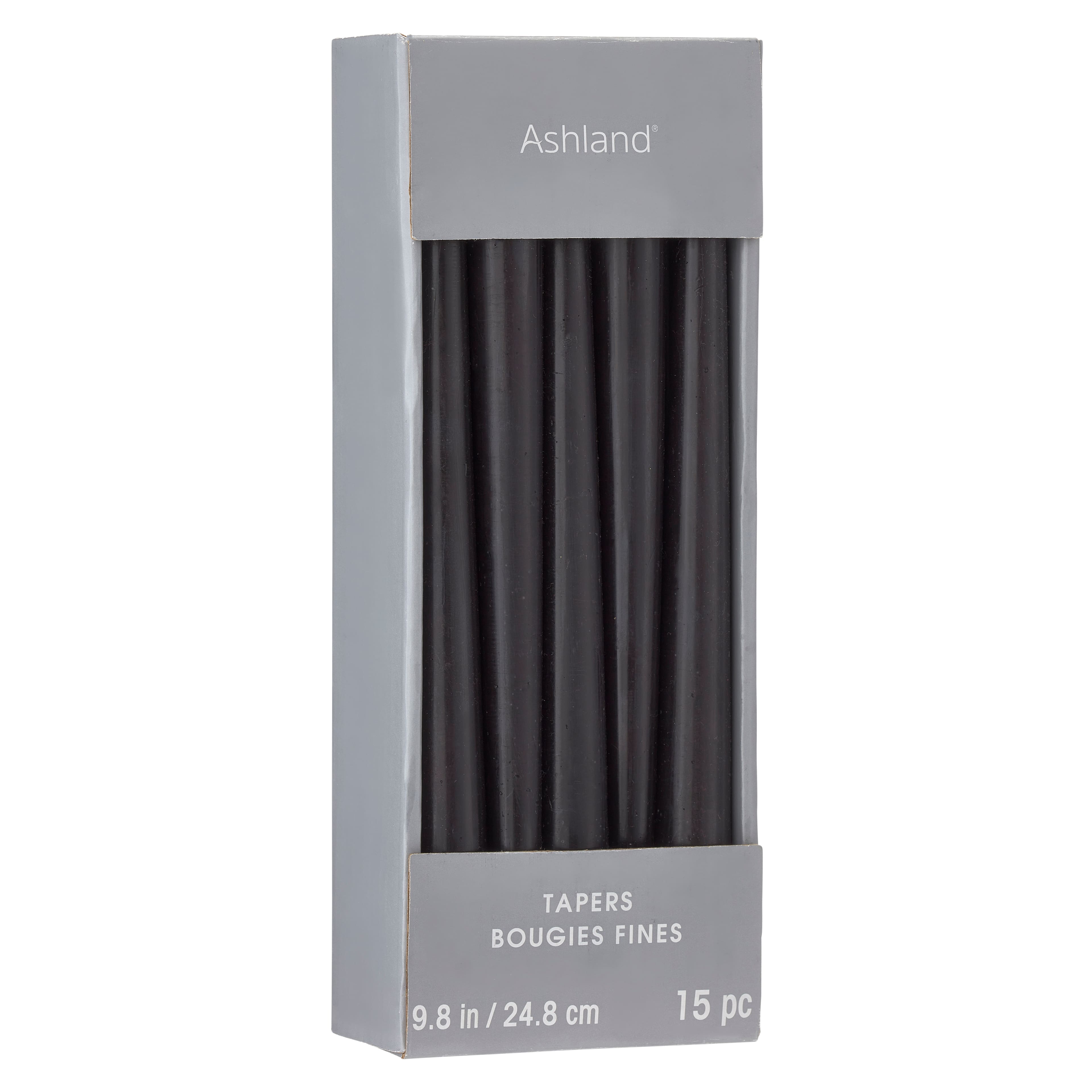 12 Packs: 15 ct. (180 total) Basic Elements™ 10" Black Taper Candles by Ashland®
