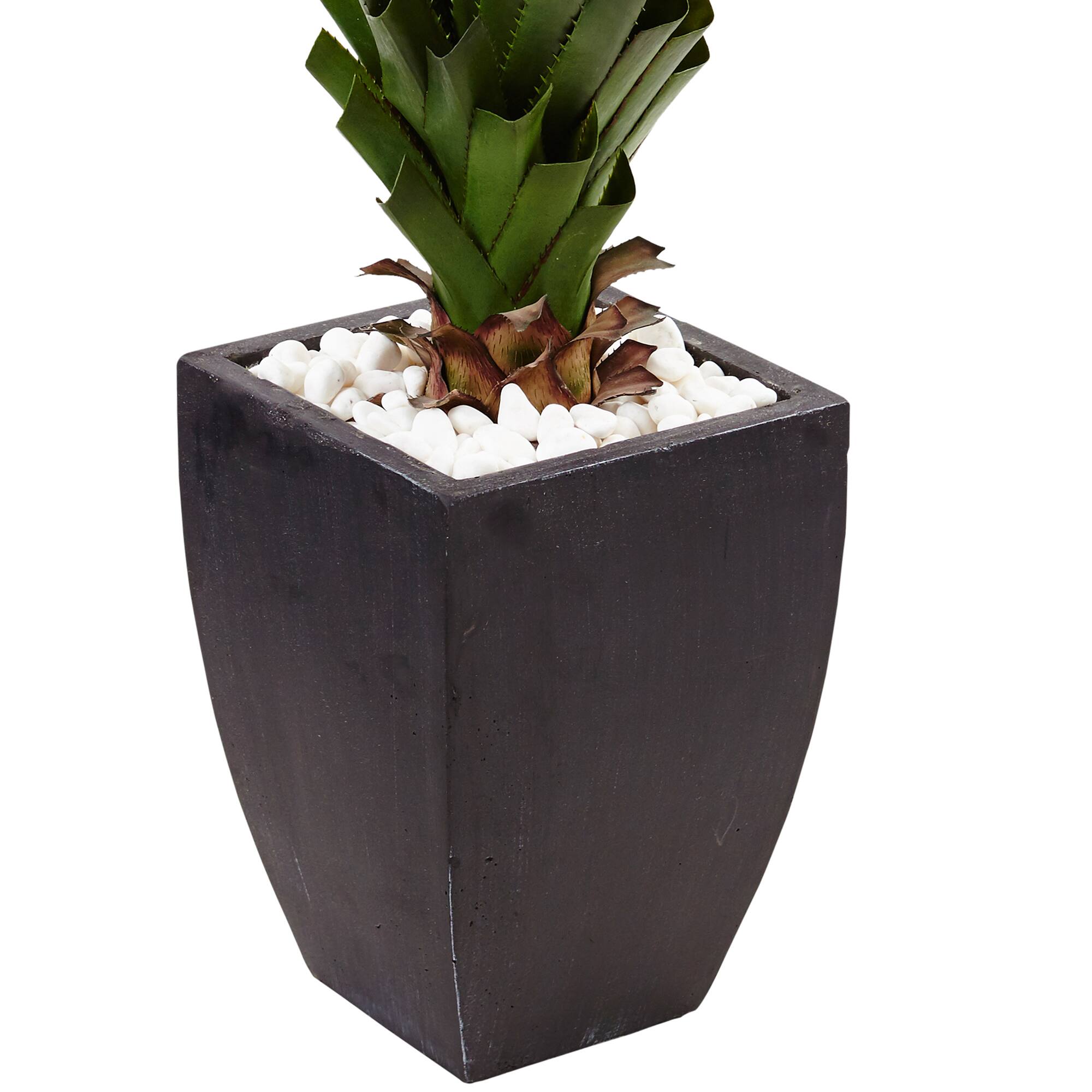 4.5ft. Spiked Agave Plant In Black Planter