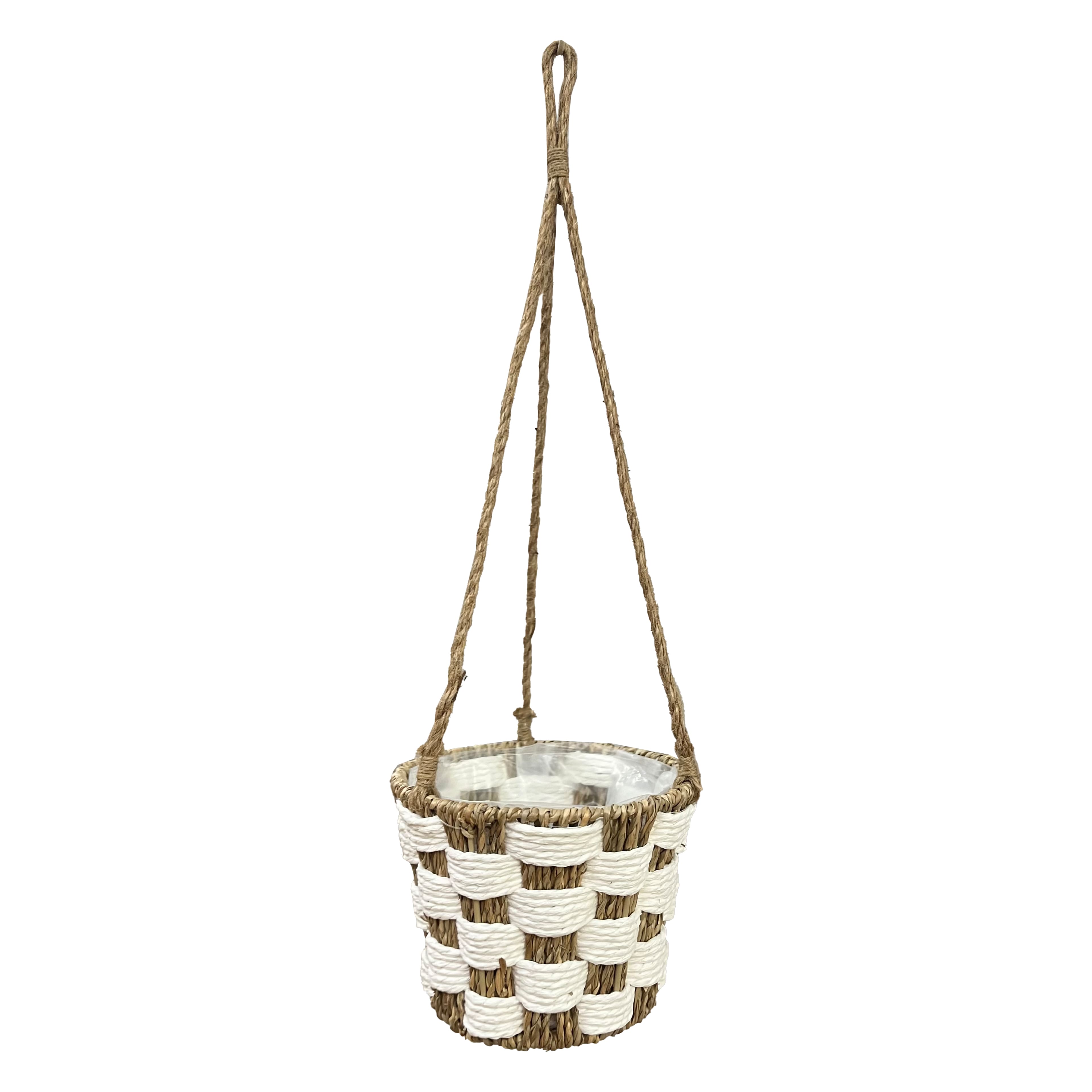 20.5&#x22; Brown &#x26; White Checkered Hanging Basket by Ashland&#xAE;