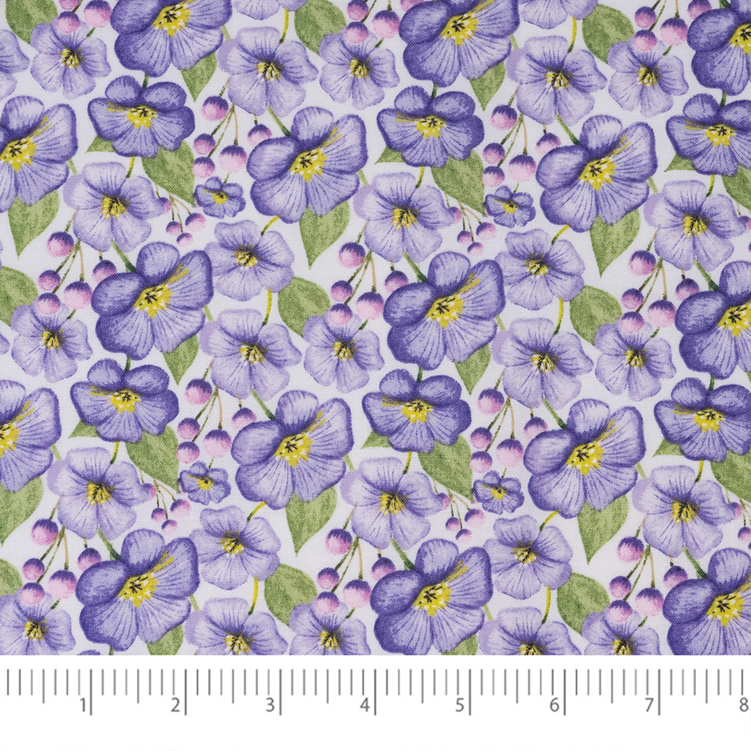 SINGER Packed Purple Blooms &#x26; Leaves Cotton Fabric