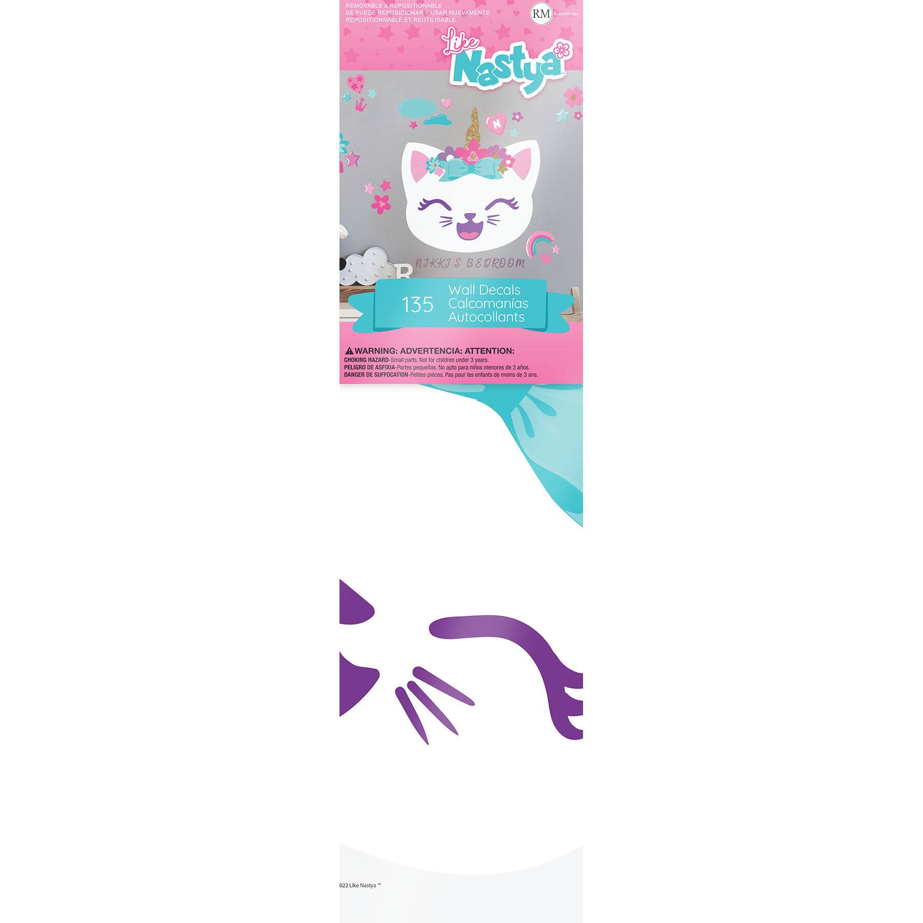 RoomMates Like Nastya Unicorn Cat Giant Peel &#x26; Stick Wall Decals with Alphabet