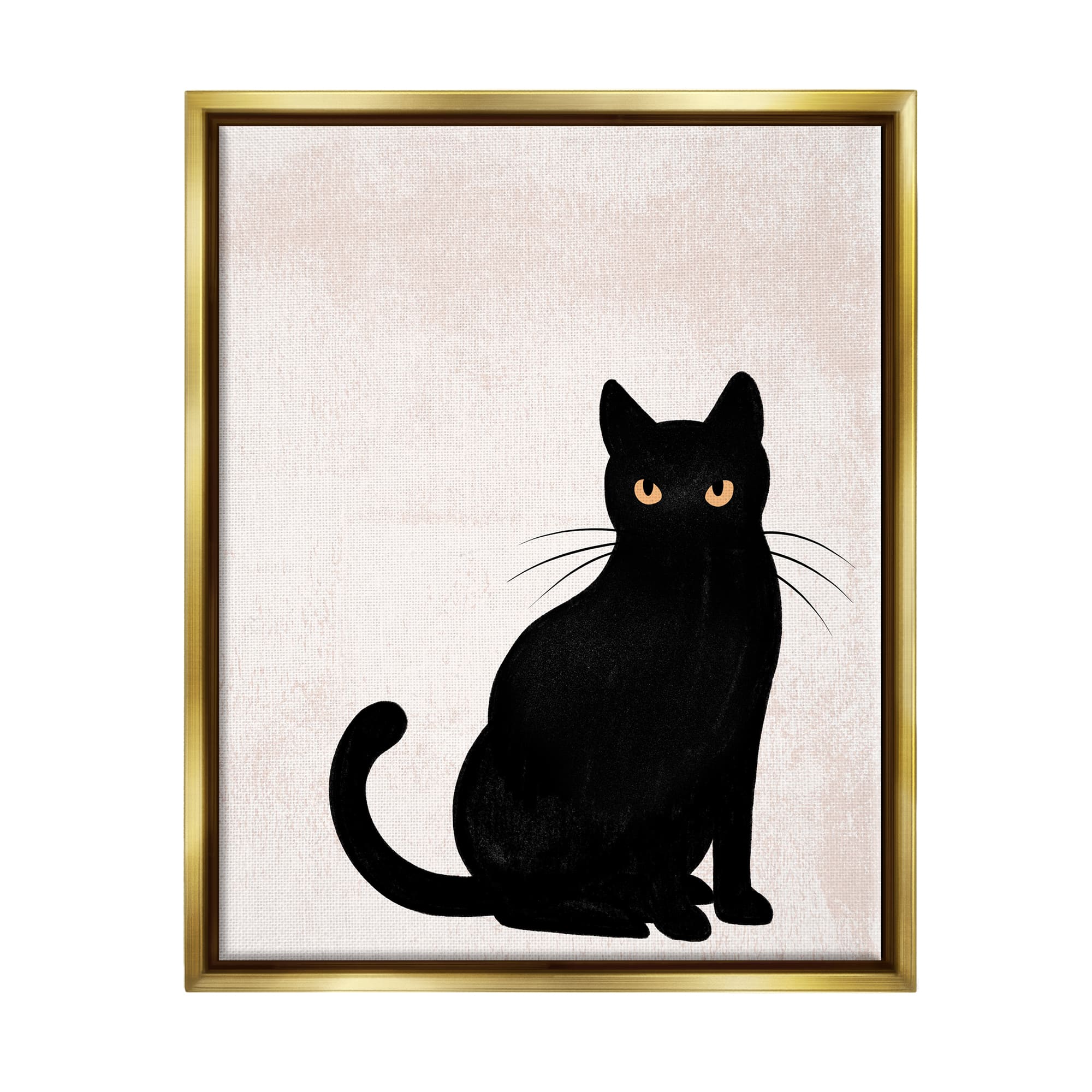 Stupell Industries Halloween Black Cat Silhouette Framed Floater Canvas Wall Art