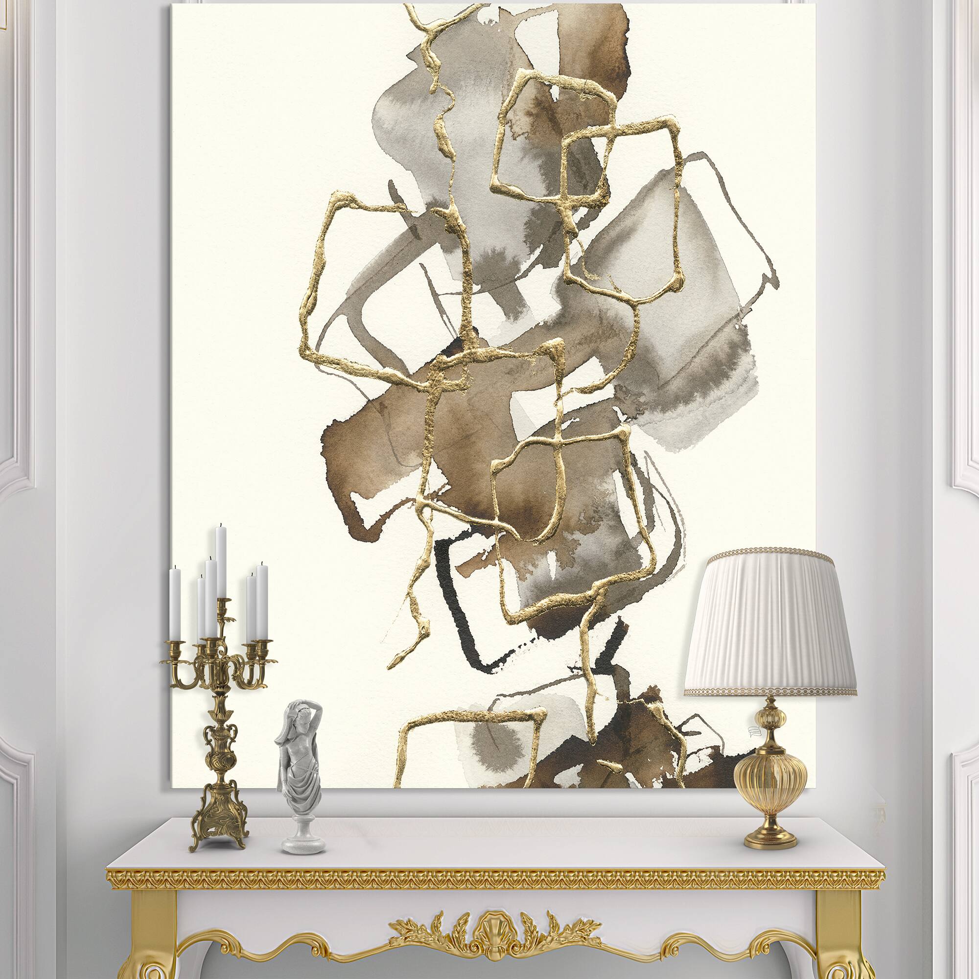 Designart - Gold Glam Squares III - Modern & Contemporary Premium Canvas Wall Art