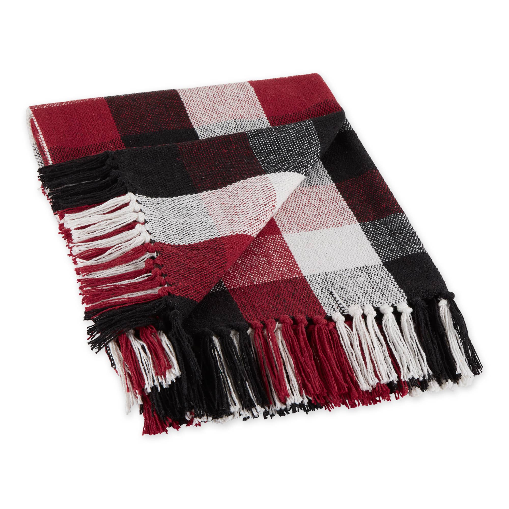 DII® Cardinal Red Tri-Color Check Throw