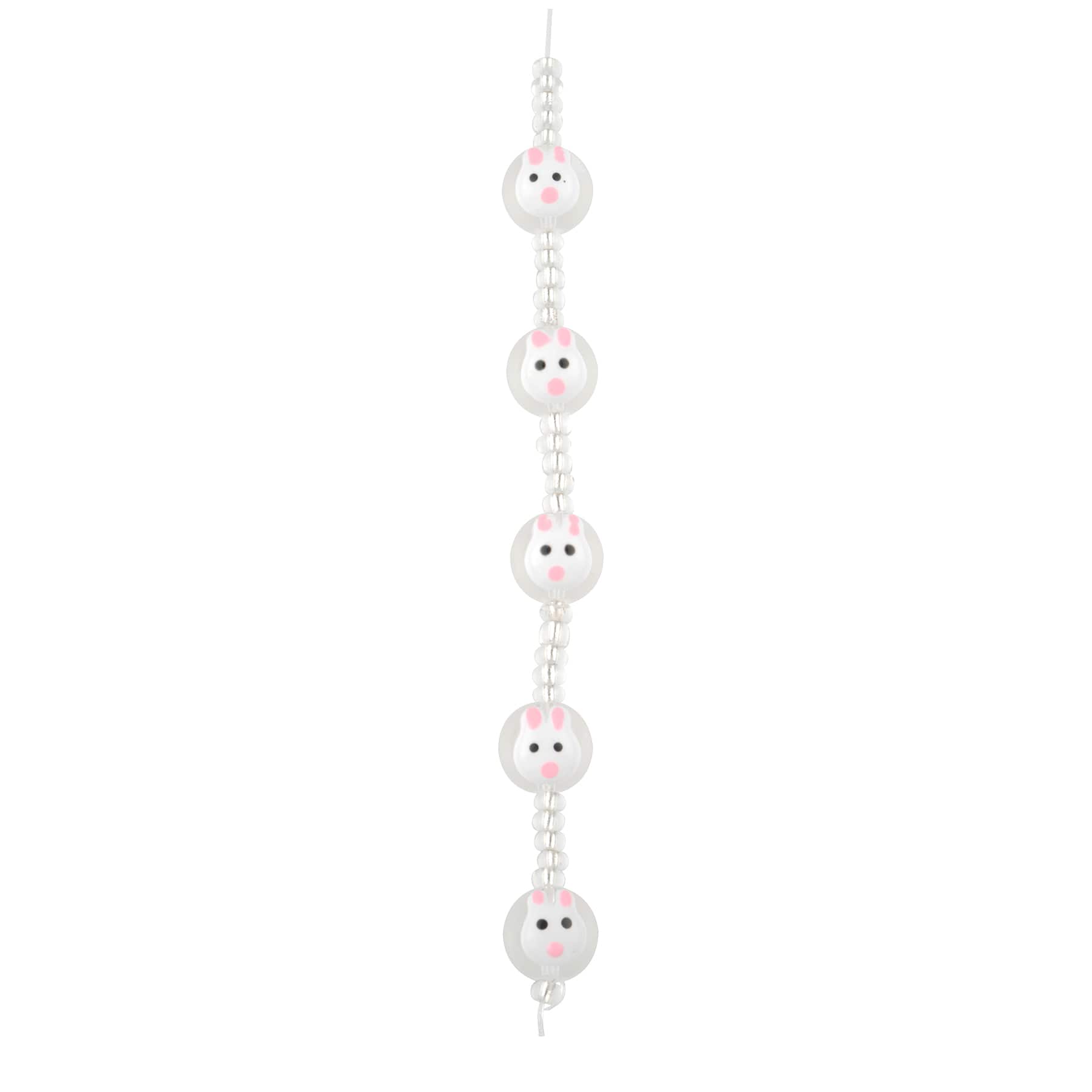 12 Pack: White Rabbit Painted Glass Beads, 11mm by Bead Landing™