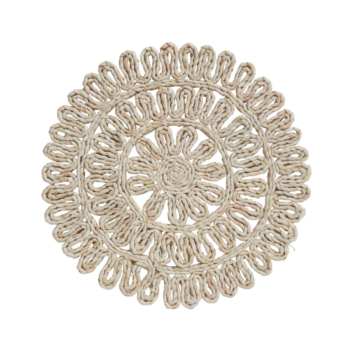 Hello Honey&#xAE; 15&#x22; Round Beige Woven Straw Placemat