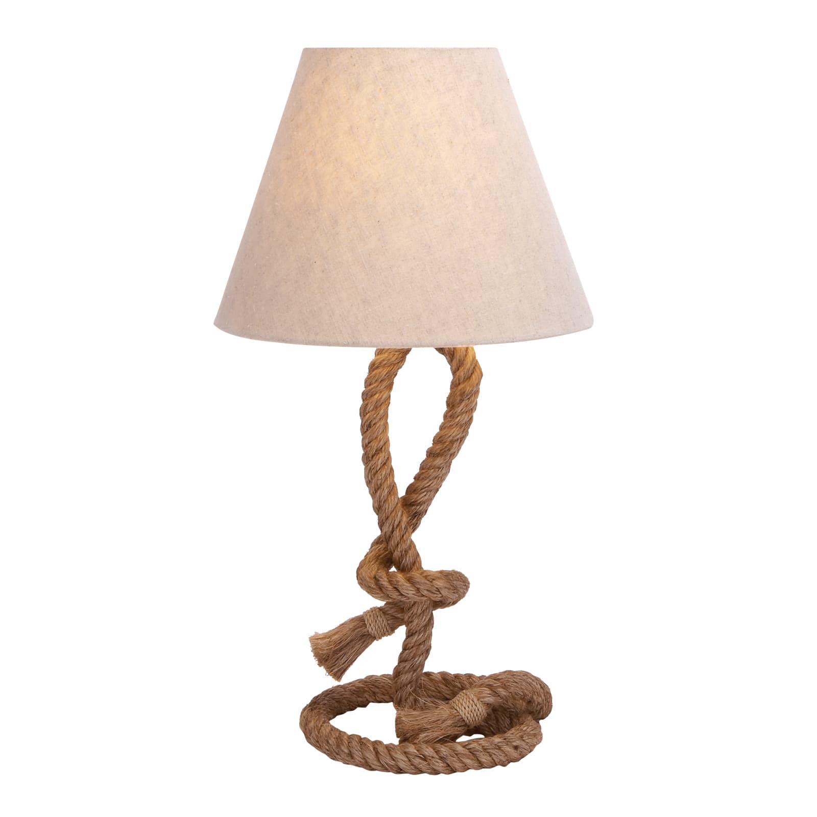 Brown Jute Rope and Iron Rustic Table Lamp, 29" x 15" x 15"