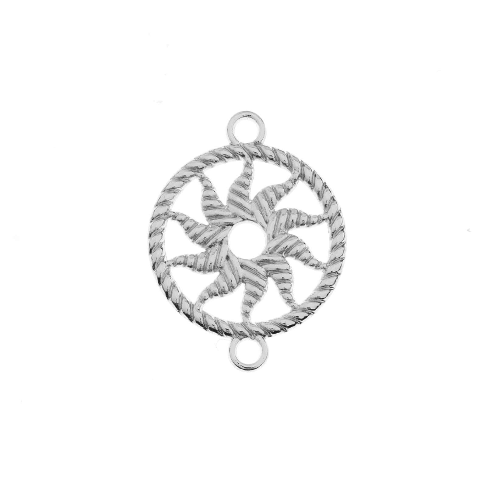 John Bead 21mm Silver Sun Circle Beadwork Pendants, 4ct.
