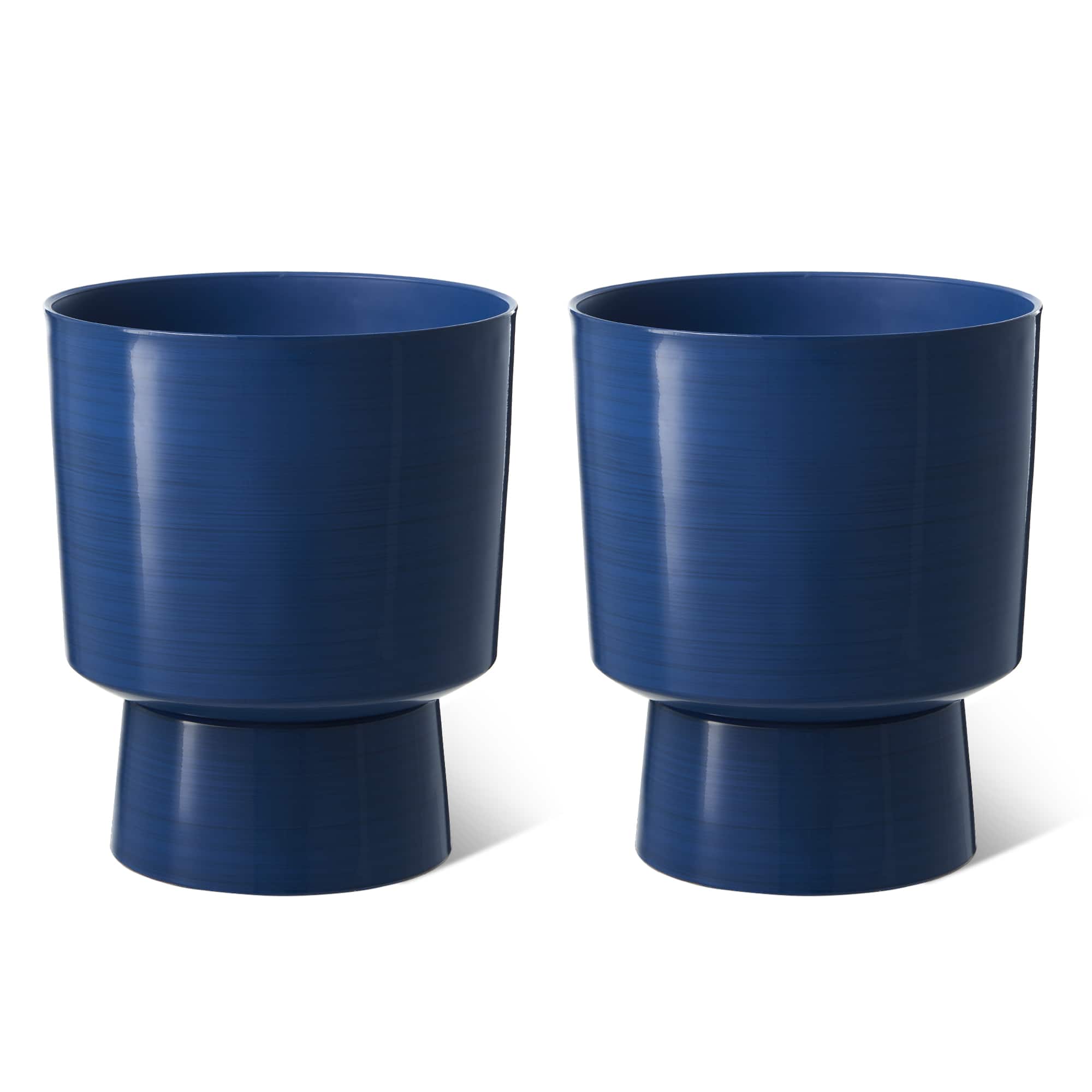 Glitzhome&#xAE; 16.75&#x22; Cobalt Blue Faux Ceramic Urn Plastic Planters, 2ct.