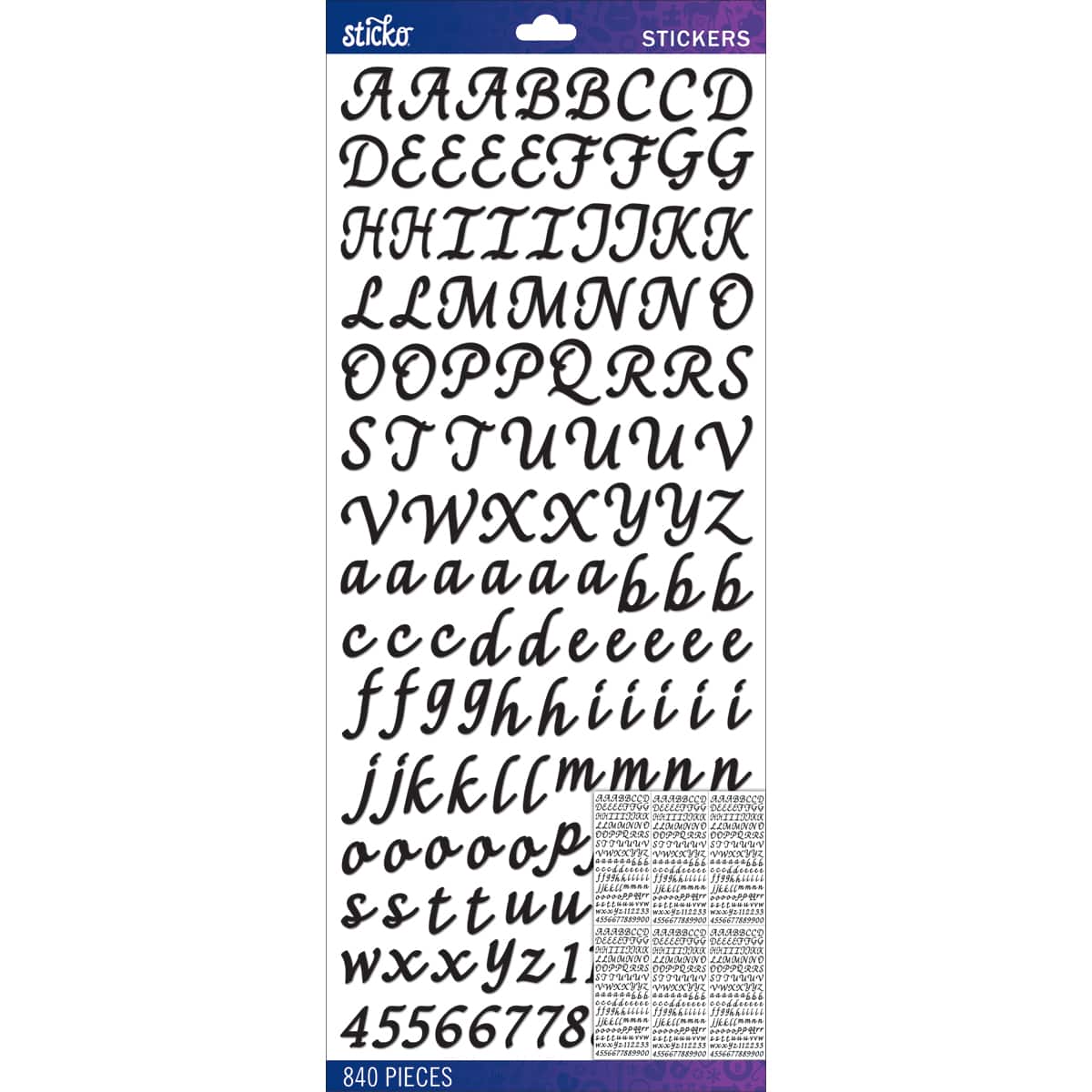 Sticko Alphabet Distressed Octavian Stickers, Small, Black