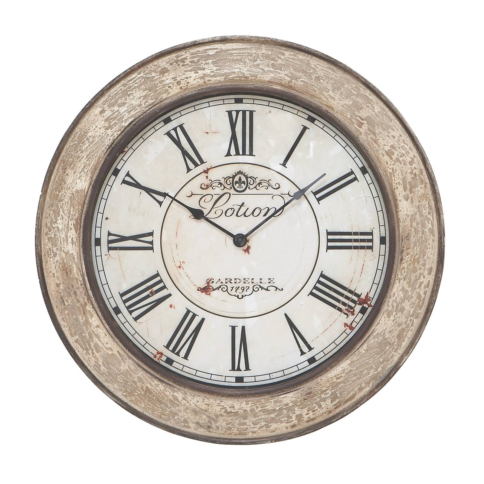 Cream Vintage Wood Wall Clock, 24" x 24"