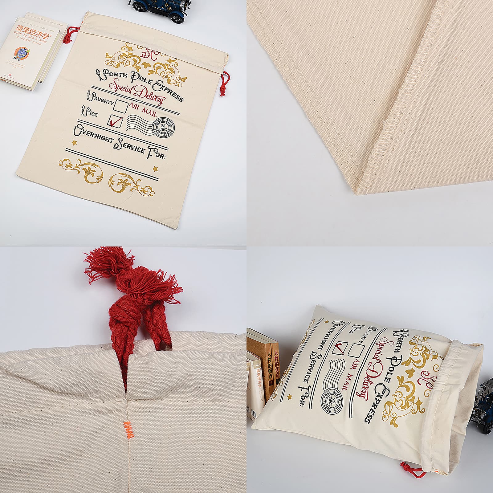 Personality Case&#x2122; 19&#x22; x 26&#x22; Cotton Christmas Drawstring Bag