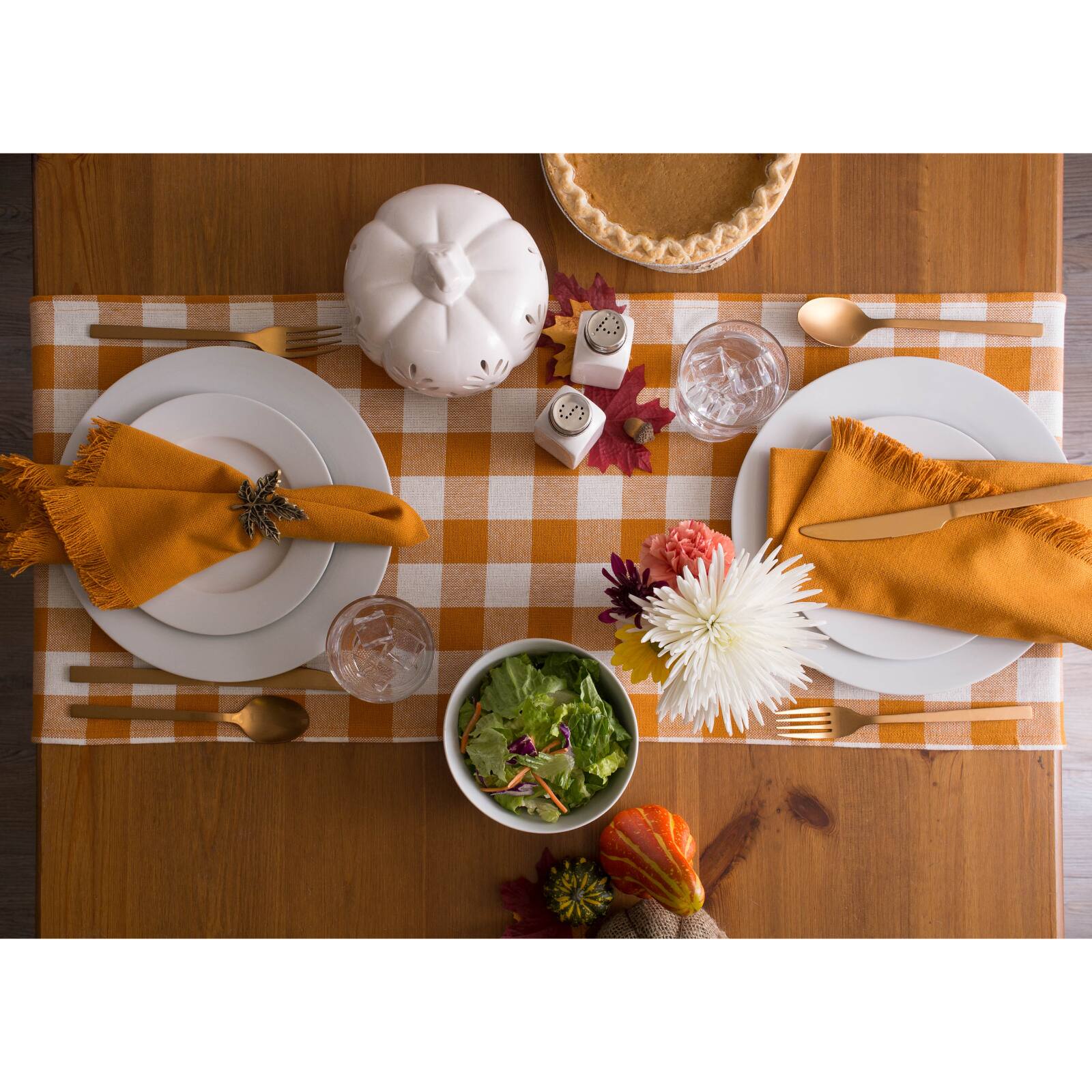 DII&#xAE; 108&#x22; Heavyweight Check Fringed Table Runner