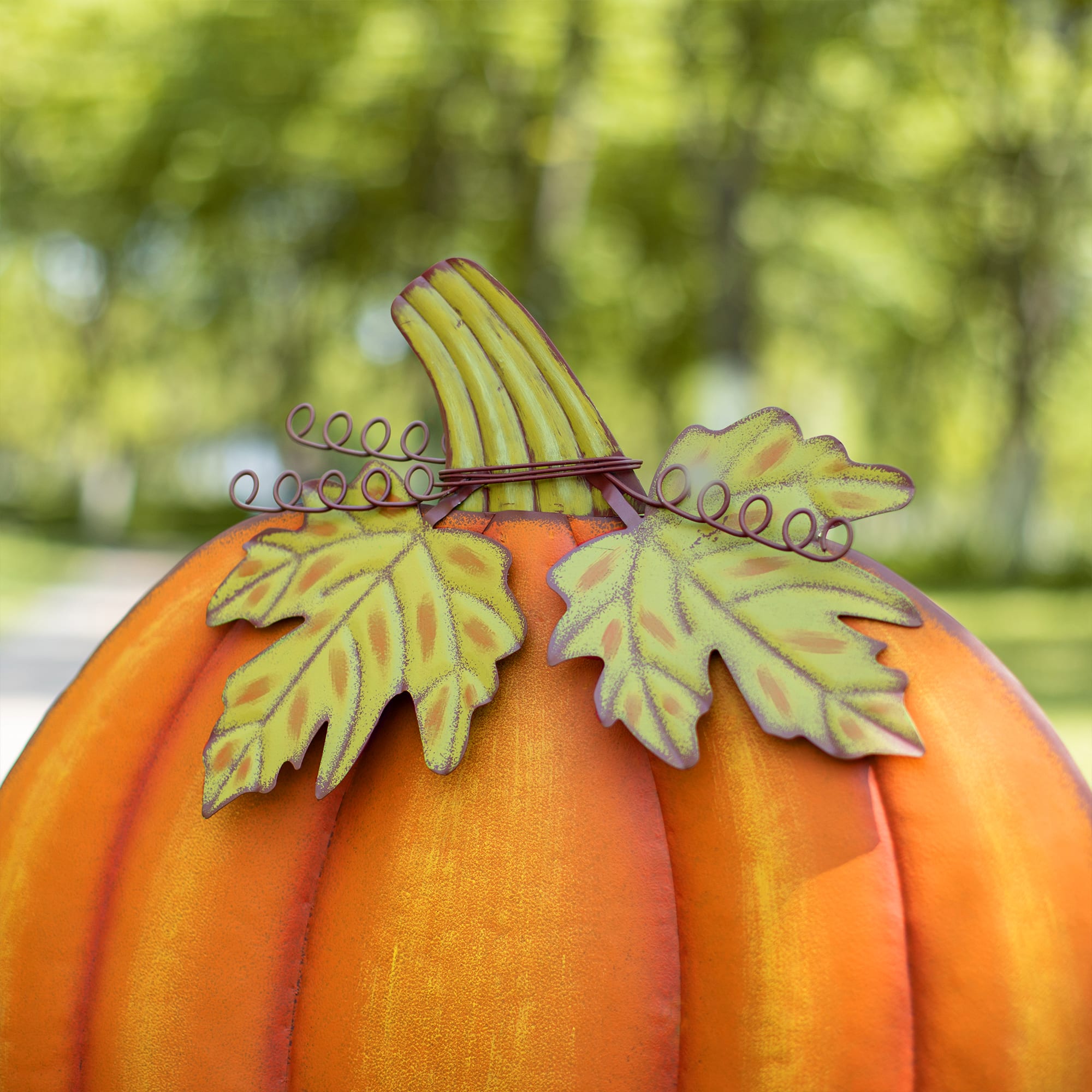 Glitzhome&#xAE; 39&#x22; Fall Pumpkin Metal Yard Stake or Standing D&#xE9;cor