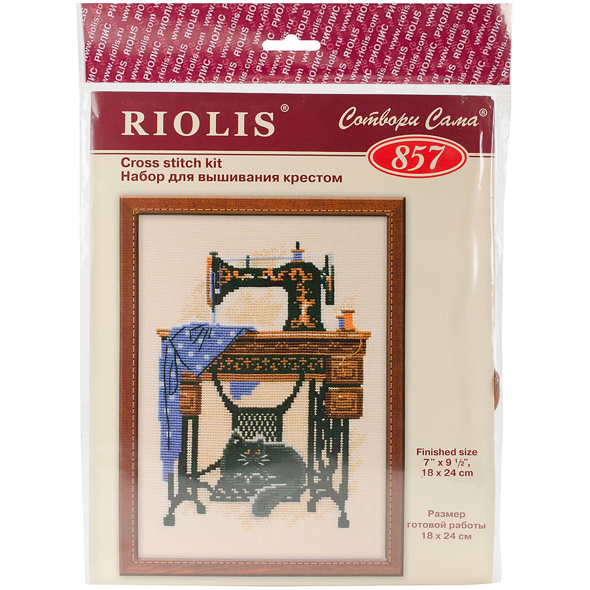 RIOLIS Cat With Sewing Machine Cross Stitch Kit