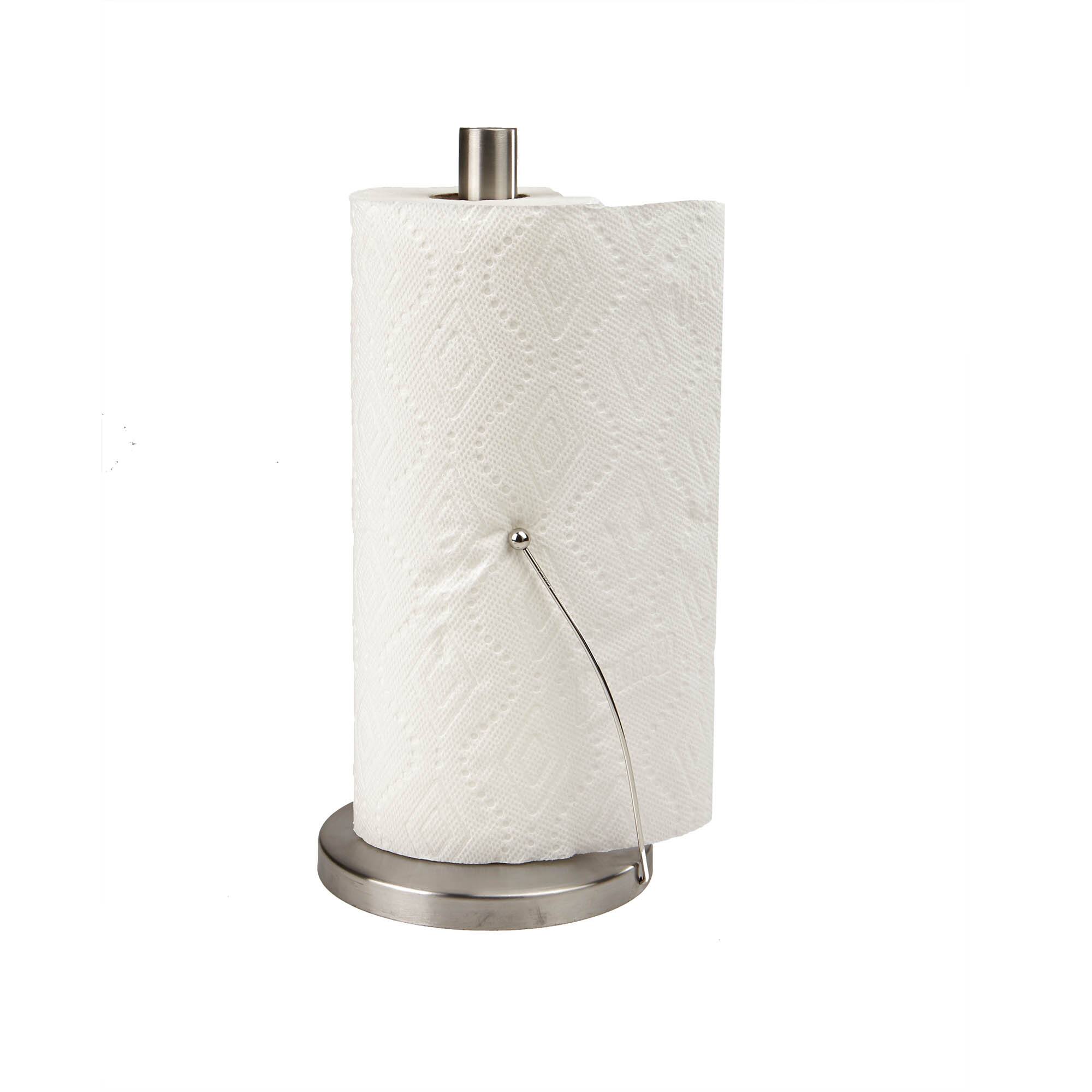 Mind Reader Silver Standing Paper Towel Holder with Weighted Base