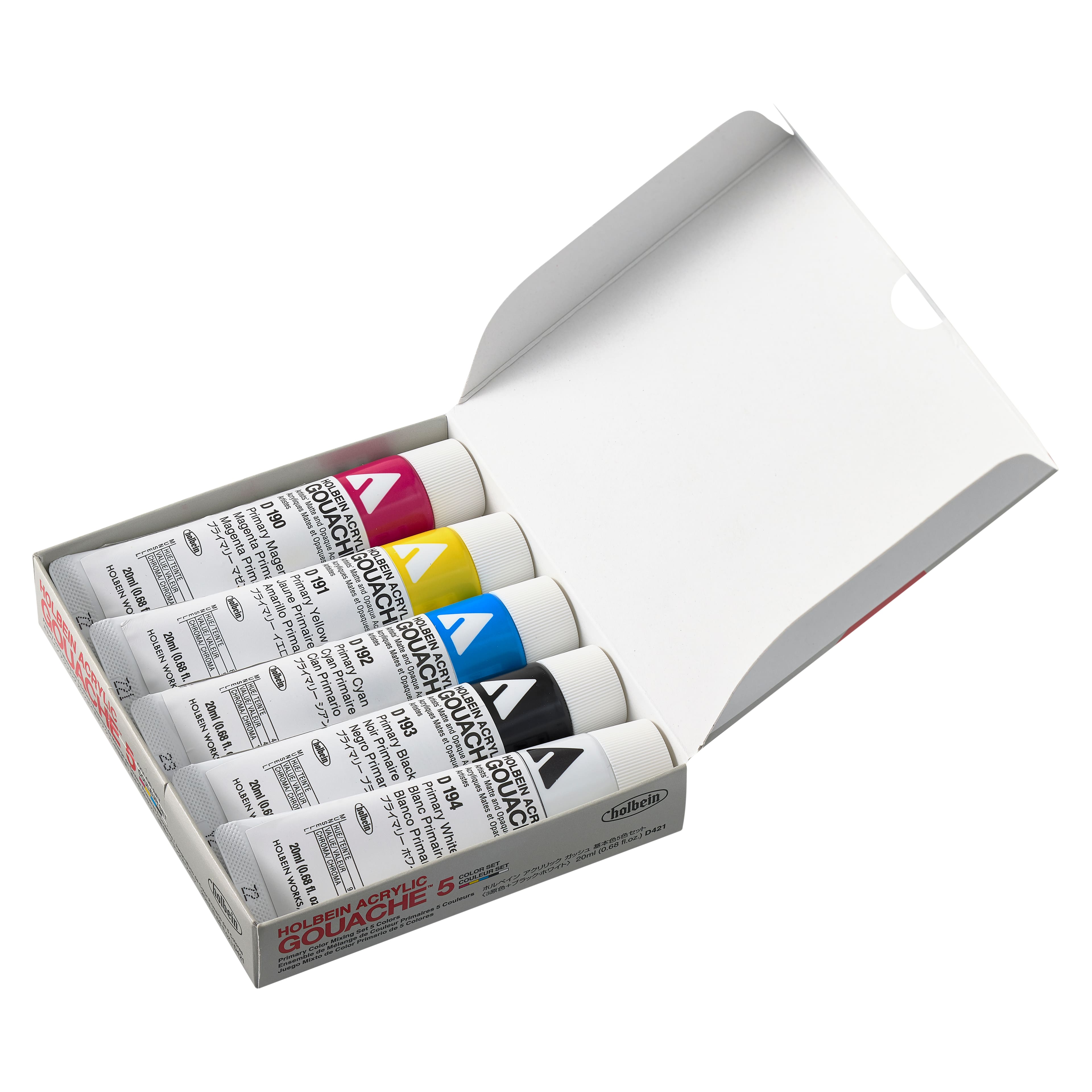 12 Packs: 5 ct. (60 total) Holbein Artist Acrylic Gouache Primary Mixing Colors