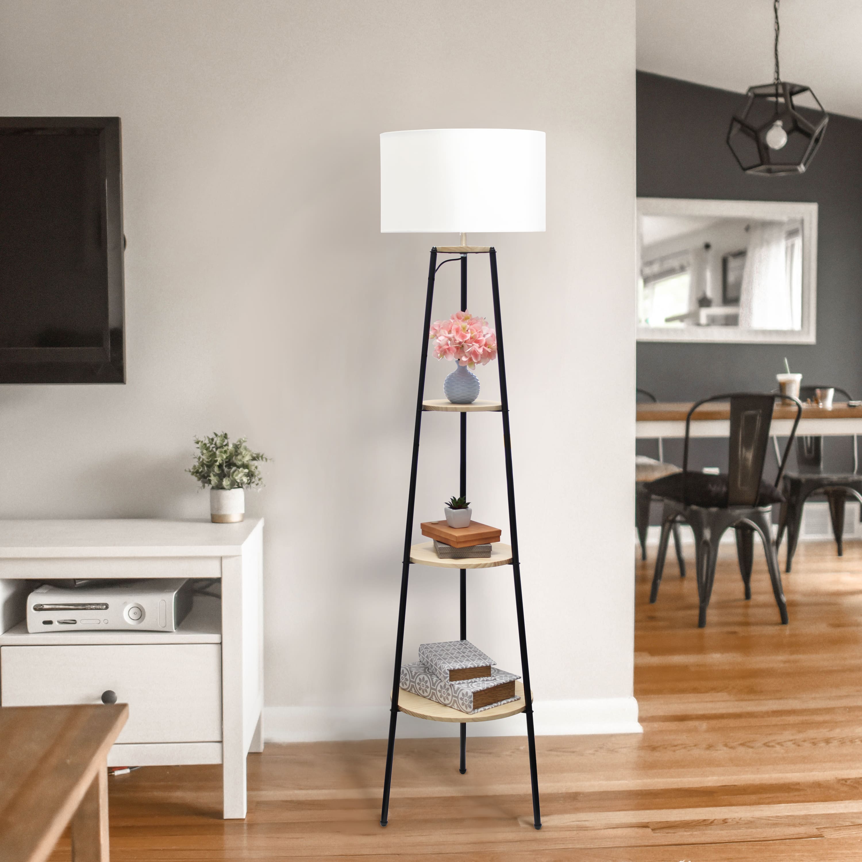 Simple Designs 62.5&#x22; Tripod 3 Tier Floor Lamp