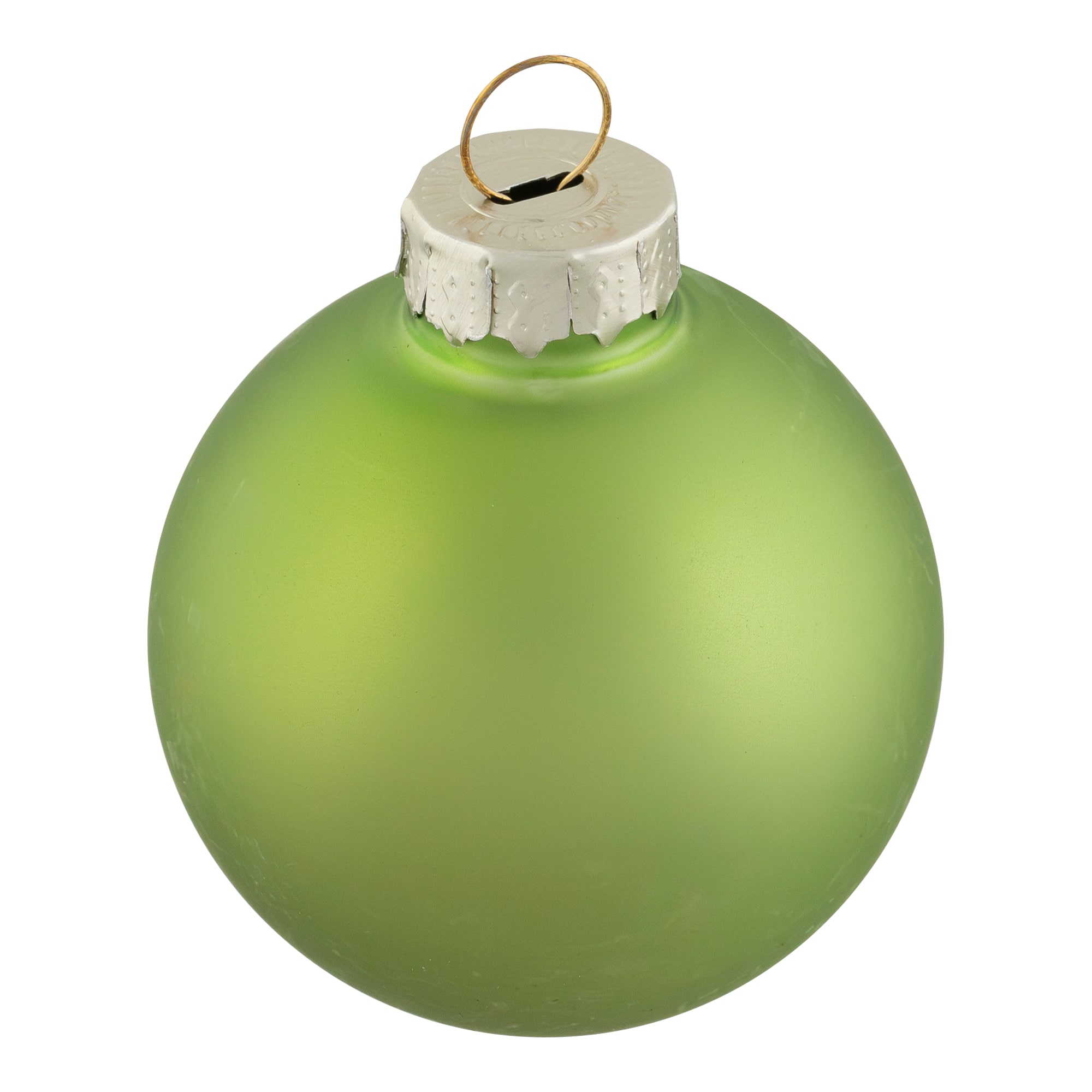 10ct. 2" Grass Green 2-Finish Glass Ball Ornaments