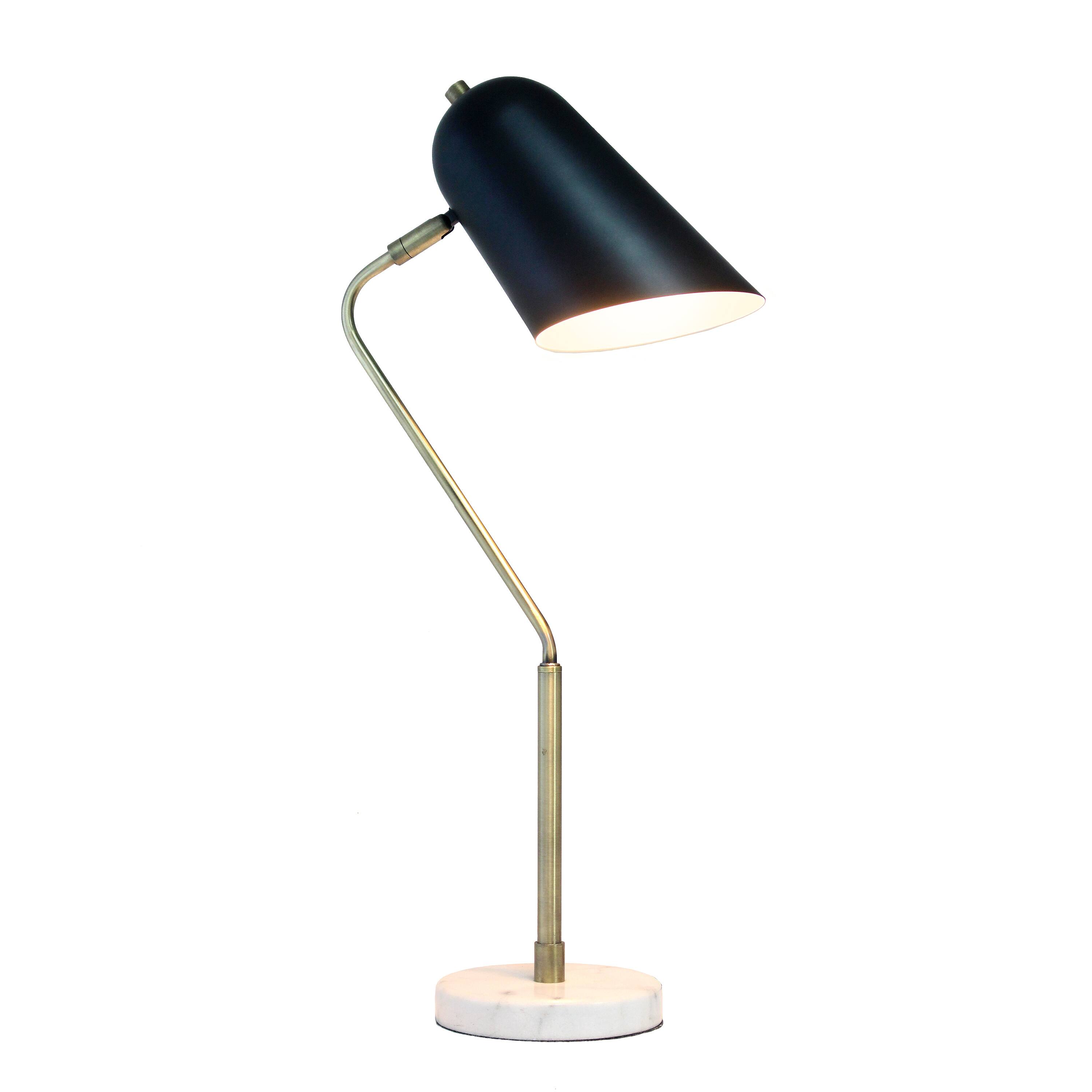Lalia Home 24" Asymmetrical Marble and Metal Desk Lamp with Black Shade
