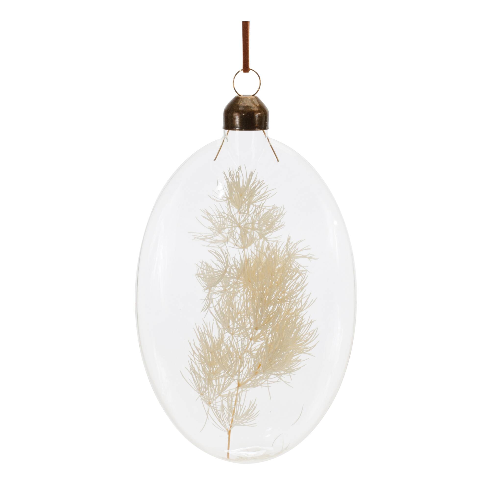 12 Pack 5.5&#x22; Natural Dried Floral Glass Ornaments
