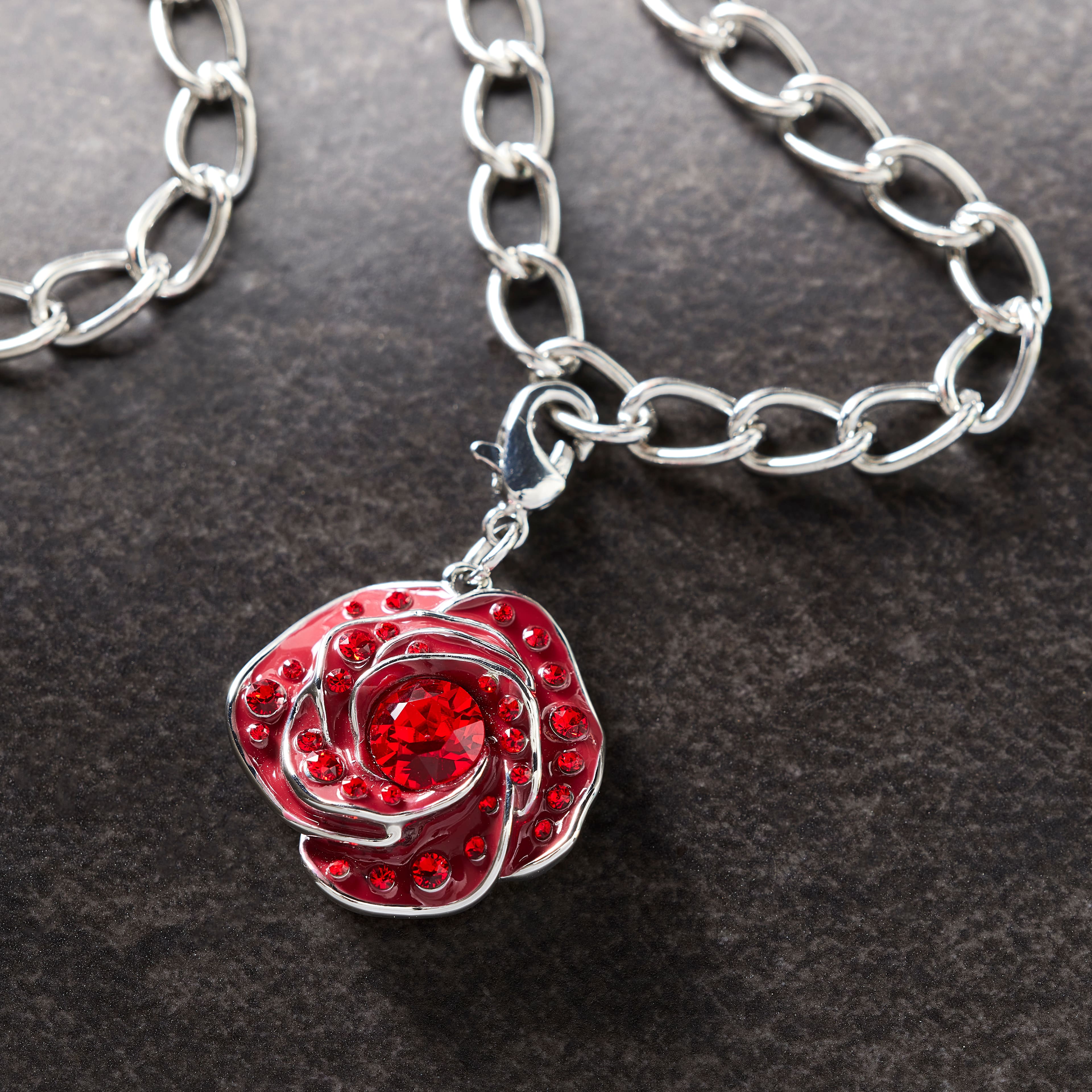 Red Austrian Crystal Rose Charm by Bead Landing™