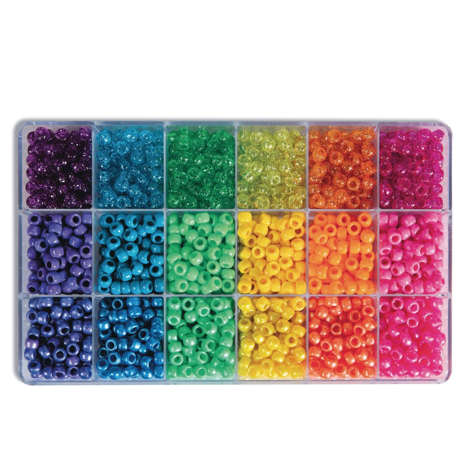 Rainbow Glitter Mix Craft Pony Beads 6 x 9mm Assorted Colors Bulk Pack -  Pony Bead Store