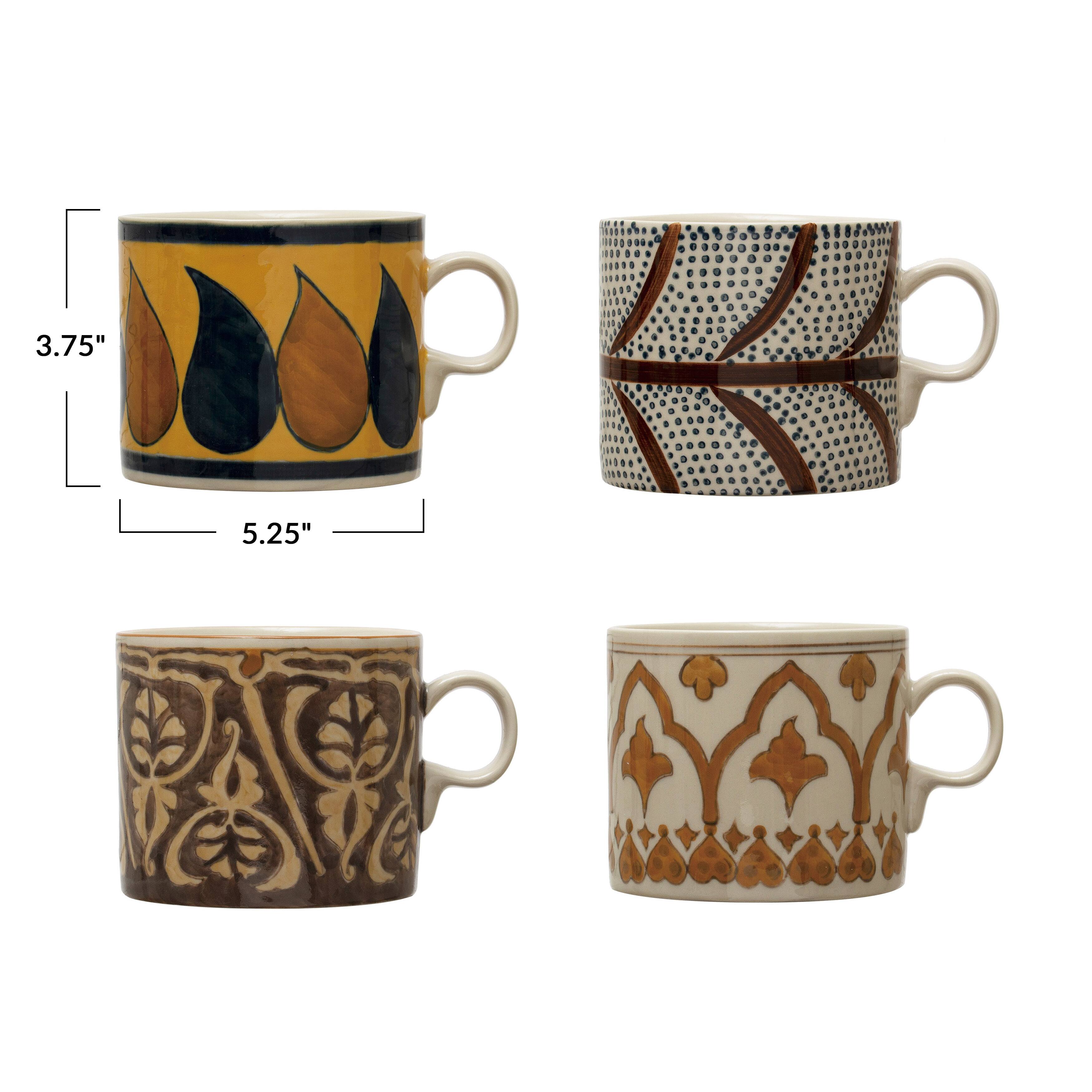 Hello Honey&#xAE; 16oz. Multicolor Hand Painted Stoneware Mug Set with Pattern