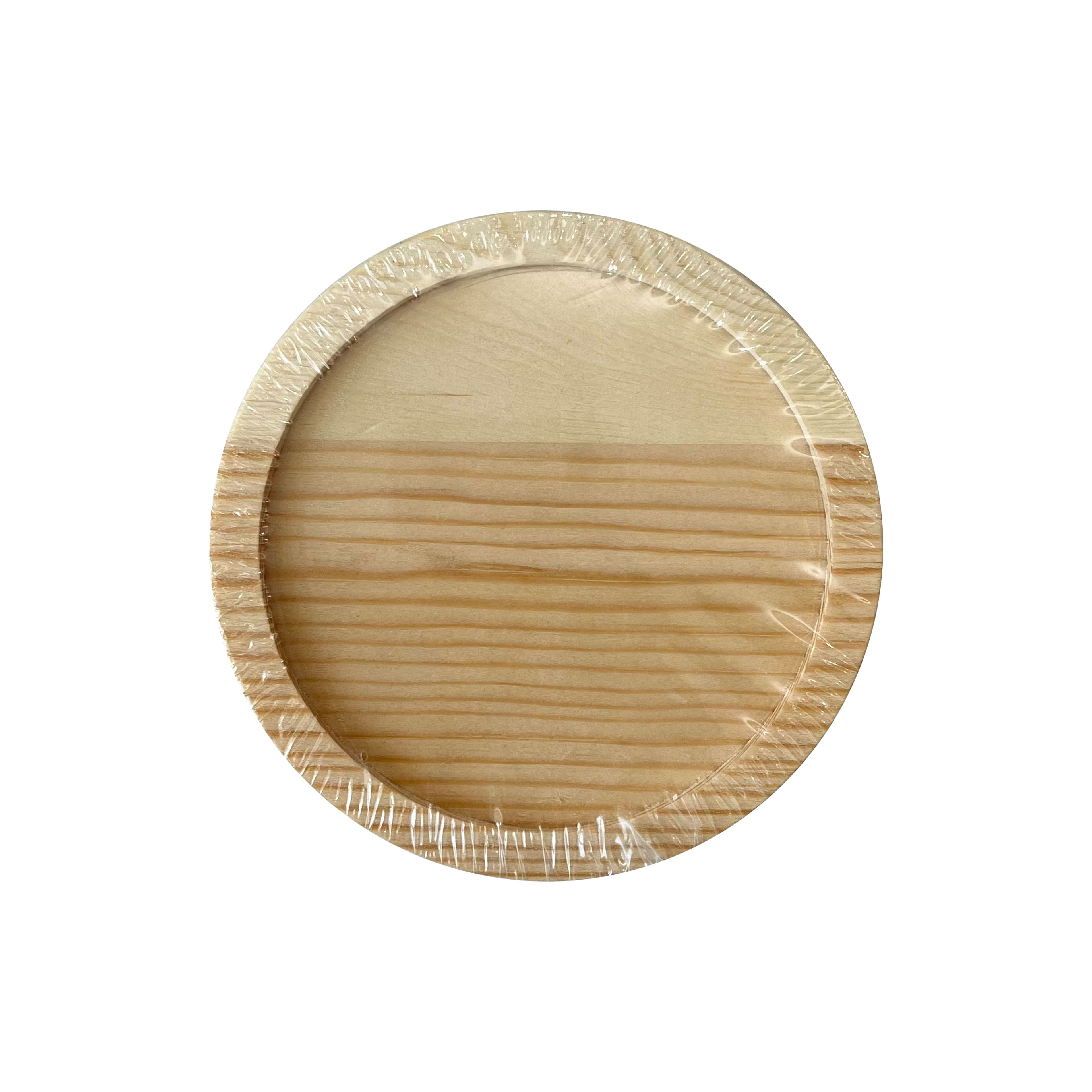 12 Packs: 4 ct. (48 total) Round Welled Pinewood Coasters by Make Market&#xAE;