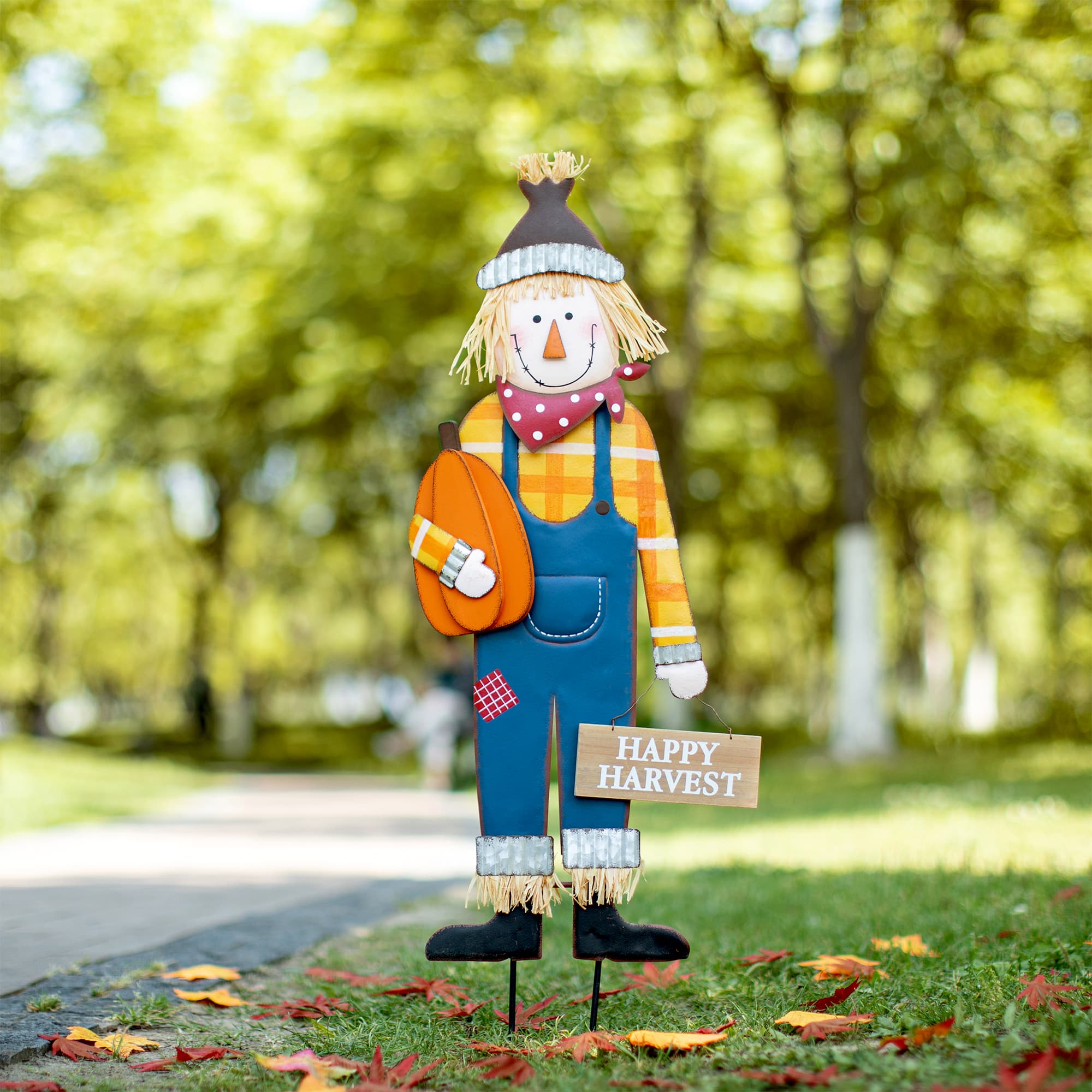 36&#x22; GlitzHome&#xAE; Happy Harvest Scarecrow Yard Stake