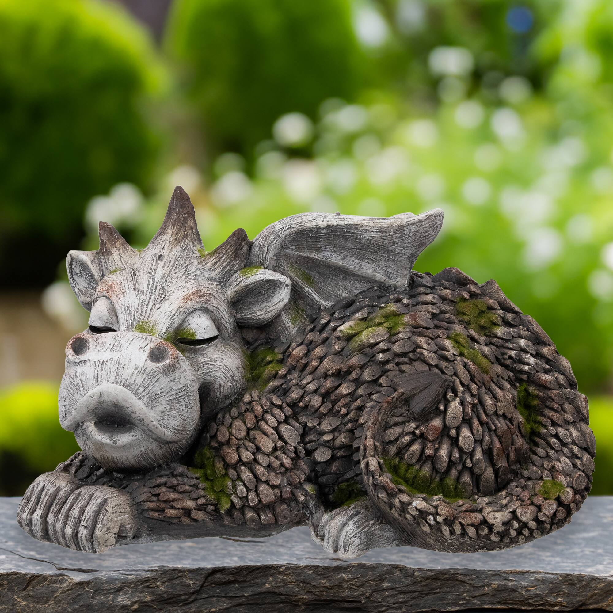 14.25&#x22; Sleeping Dragon Outdoor Garden Statue